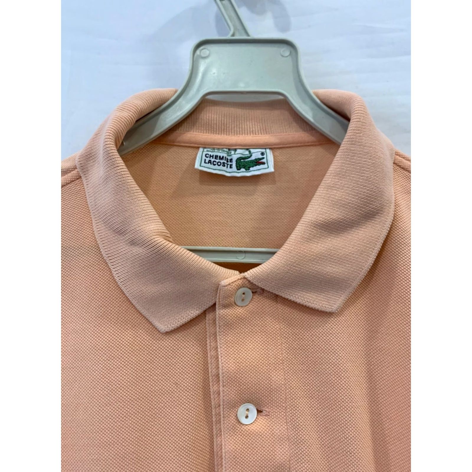Lacoste VINTAGE Lacoste Polo Shirt Mens L Peach Pastel Orange Made in France Chemise Lacoste Size US L / EU 52-54 / 3 - 6 Thumbnail