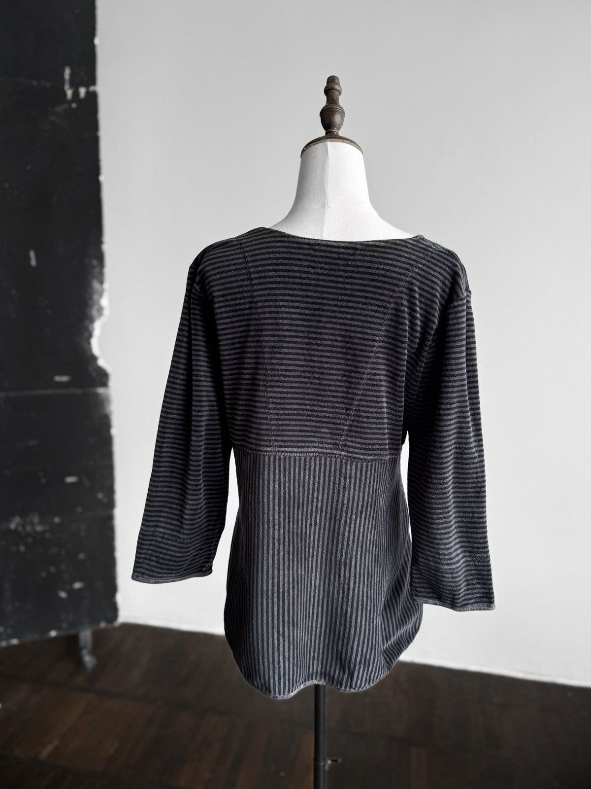 Gudrun Sjoden Gudrun Sjoden Striped 3/4 Sleeve Tunic Top Shirt Grey Black Size L / US 10 / IT 46 - 2 Thumbnail