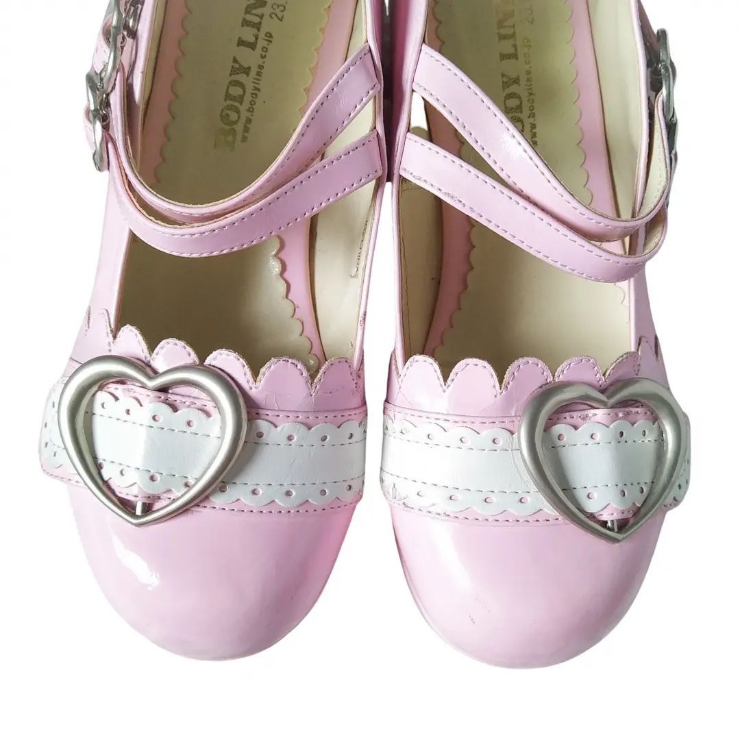Japanese Brand Bodyline archive pink mary janes with a heart shaped buckle Size US 5 / IT 35 - 6 Thumbnail