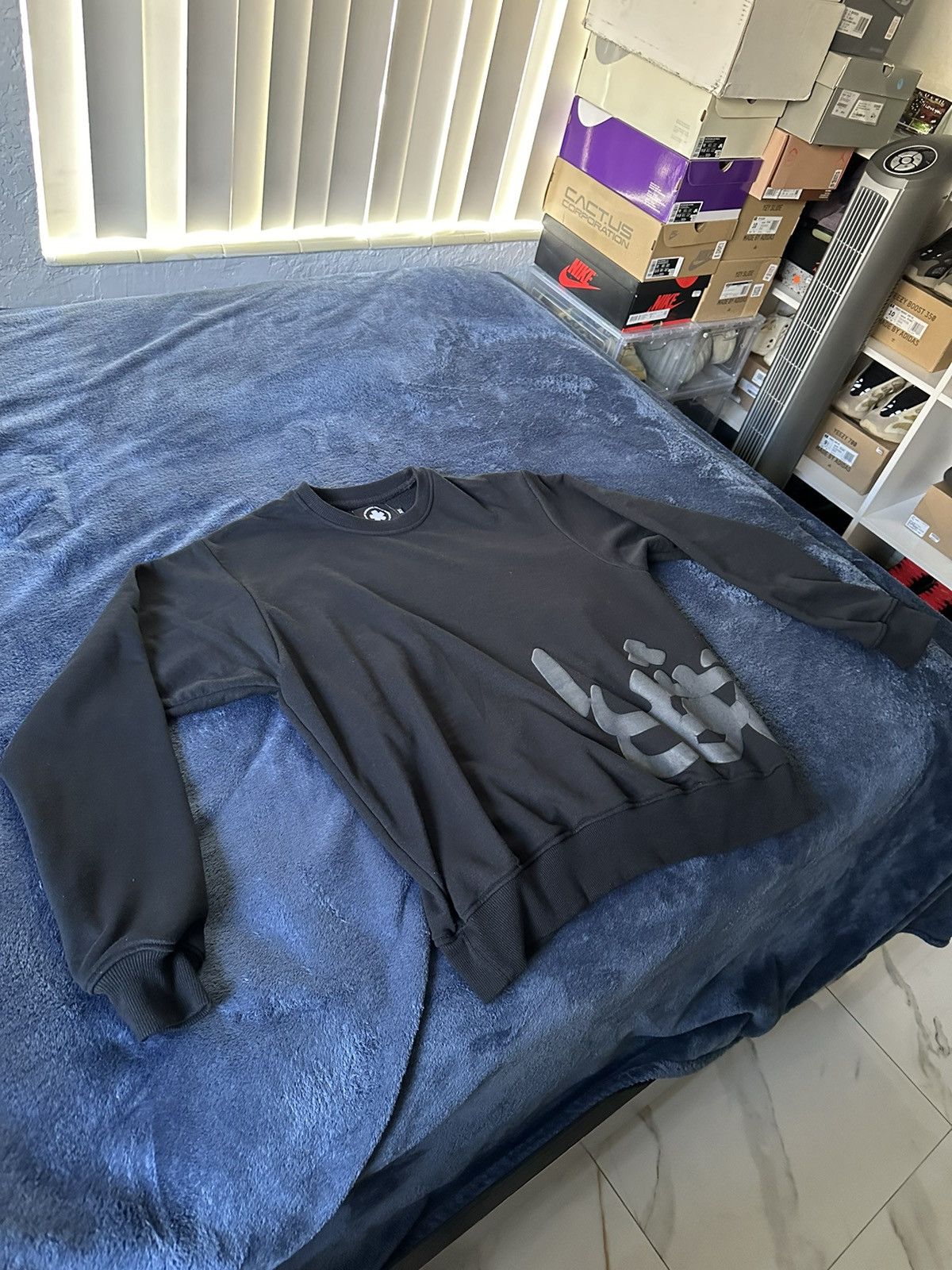 Highest Tendencies Grey OG Arabic Print Oversized Sweater