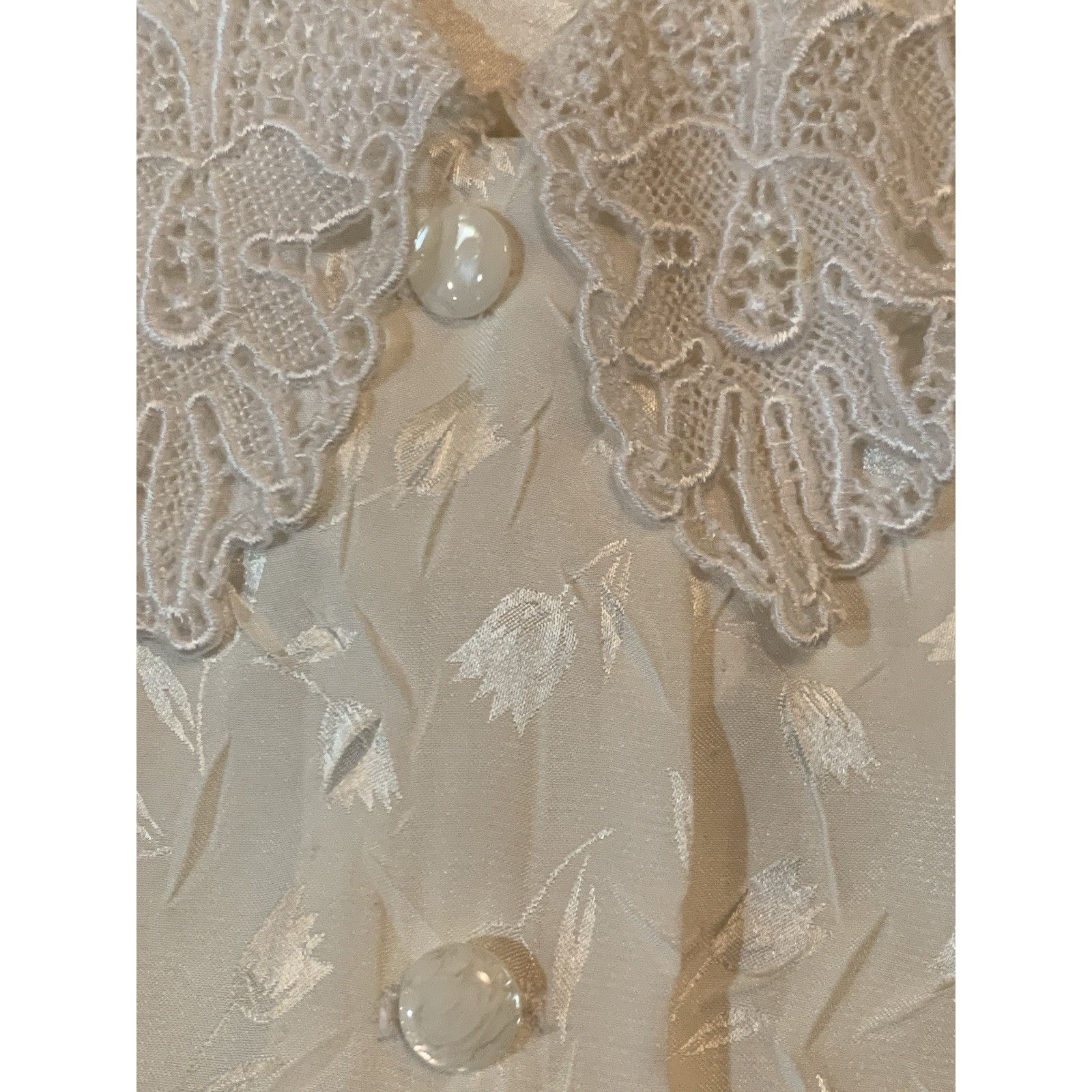 Other Vtg Ivory Long Sleeve M Blouse Crochet Collar Victorian Femi Size M / US 6-8 / IT 42-44 - 3 Thumbnail