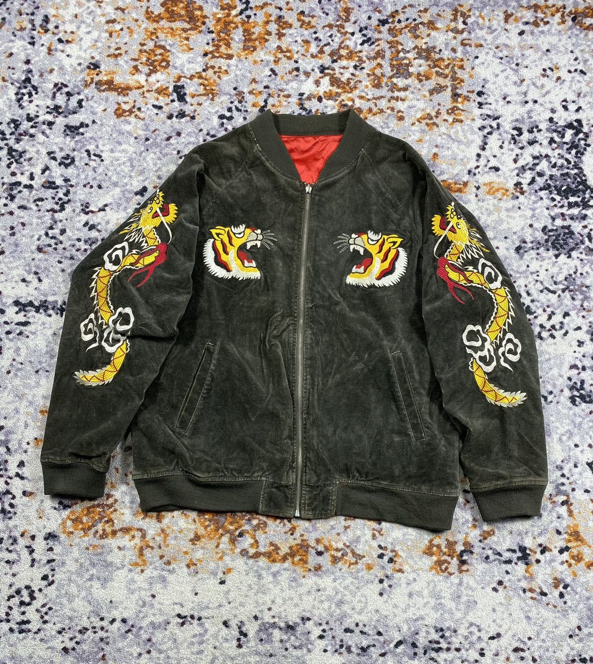 Avirex × Tsumori Chisato × Vintage SUPER RARE VTG AVIREX SUKAJAN SOUVENIR BOMBER JACKET VELVET Size US XL / EU 56 / 4 - 2 Thumbnail