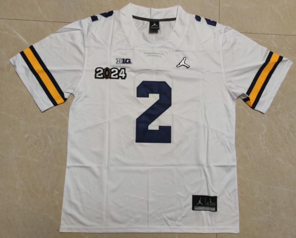 Men NCAA Michigan Wolverines 2 CORUM White Jersey 2024