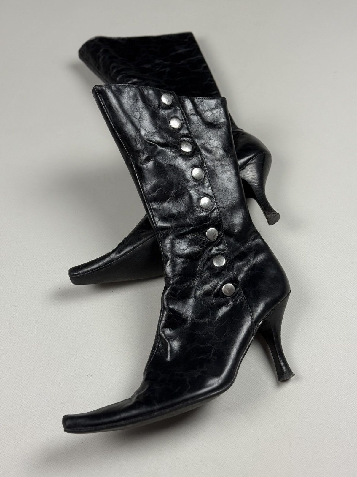 Buffalo London Buffalo London Y2K Leather To The Knee Mid Calf Heels Boots Size US 9 / IT 39 - 12 Thumbnail