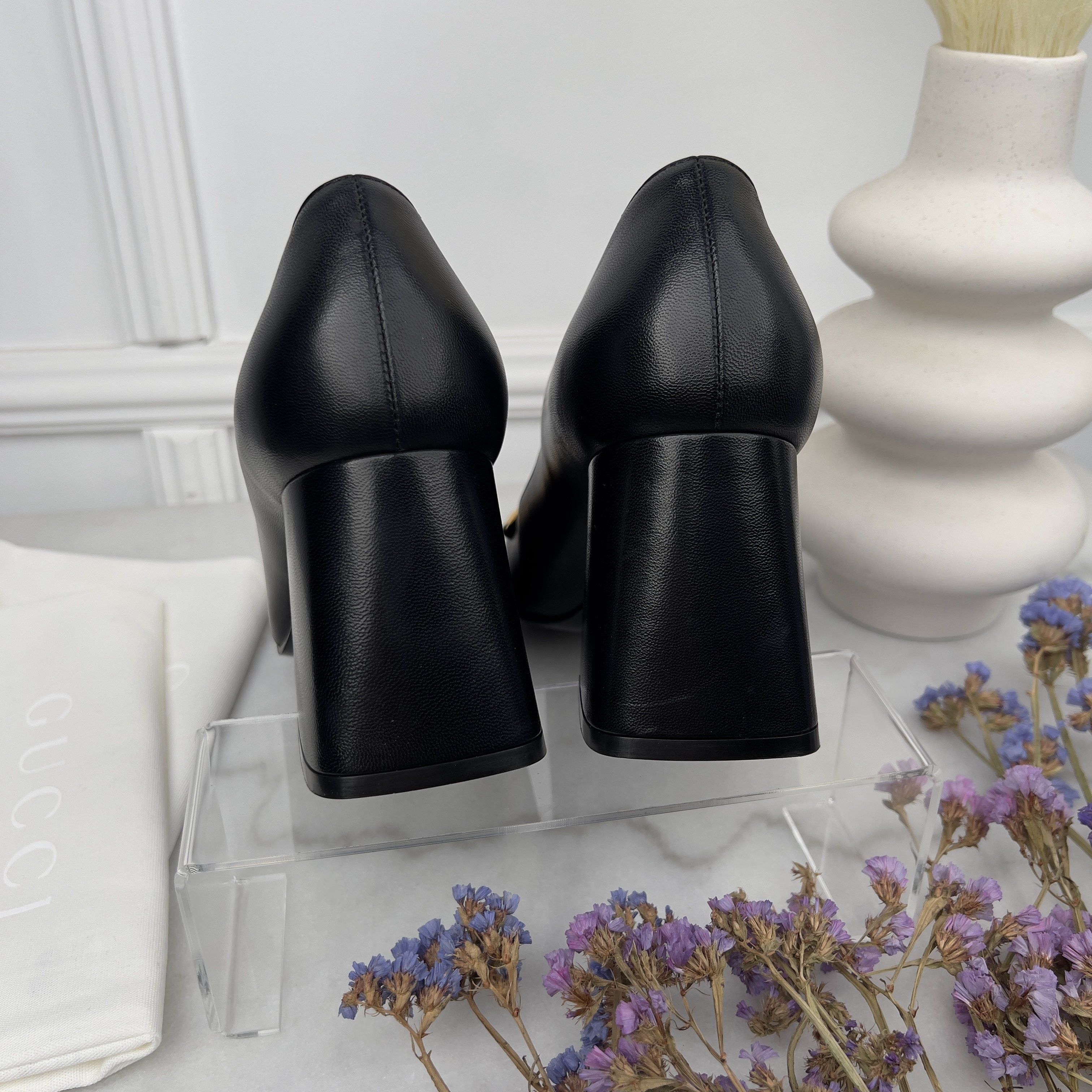 Gucci Gucci Horsebit Pumps Block Heels Black Leather Size US 8.5 / IT 38.5 - 8 Thumbnail
