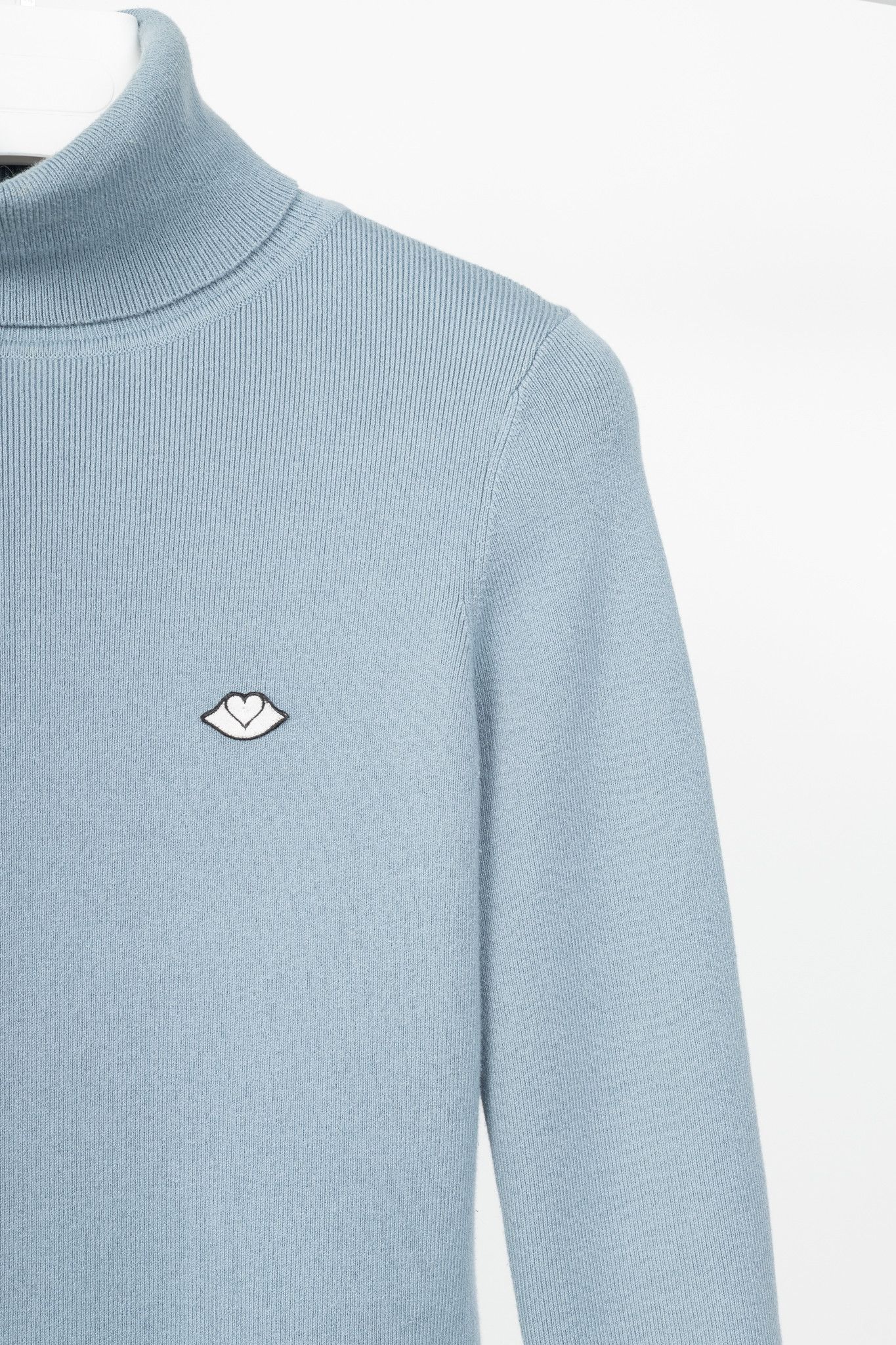See by Chloe See by Chloe Dusty Blue Cotton & Wool Bisou Turtleneck Size L / US 10 / IT 46 - 5 Thumbnail