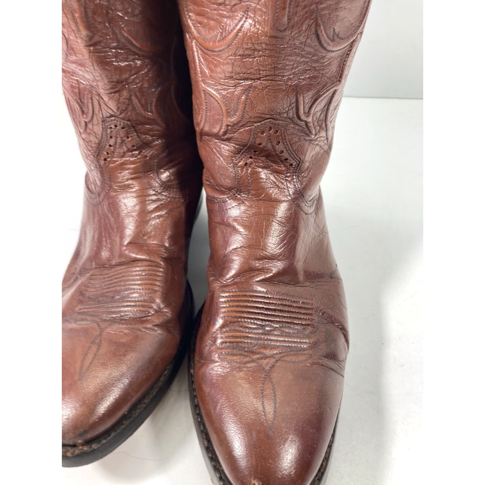 Vintage VINTAGE Chris Romero Boots Men Sz 9 D Brown Leather Pointed Toe New Heels Soles Western Leather Mens Size US 9 / EU 42 - 5 Thumbnail