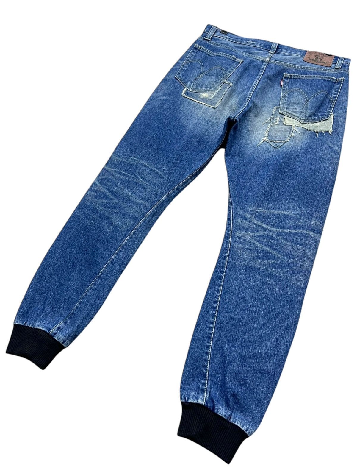 Japanese Brand Grunge Boro Patchwork Distressed Hybrid Denim Jogger RARE Size US 32 / EU 48 - 6 Thumbnail