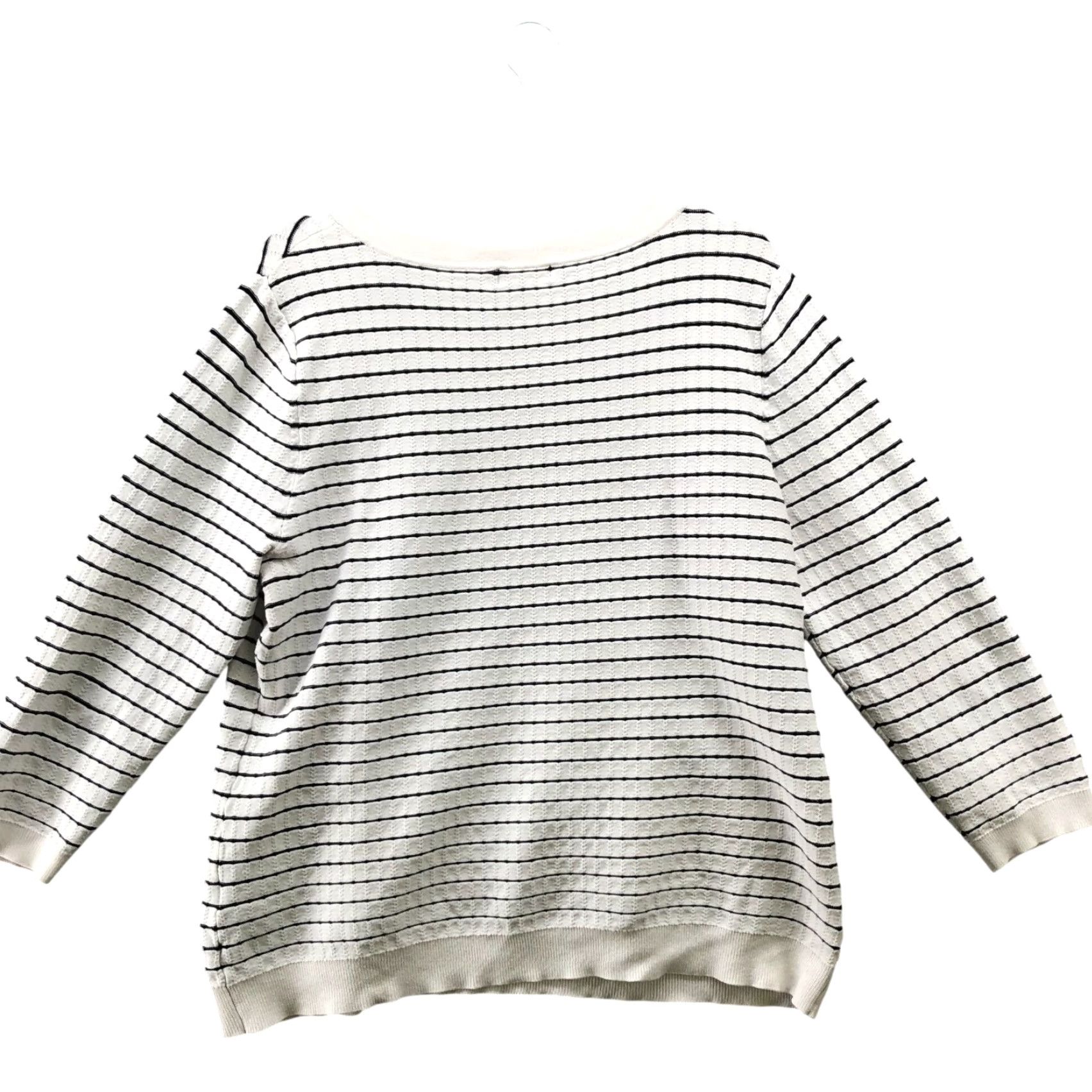 Calvin Klein Calvin Klein Crewneck Sweater Womens L White Black Stripe Stretch Lightweight Pullover Knit Casual Winter Fall Crew Neck Regular Fit Size L / US 10 / IT 46 - 2 Thumbnail