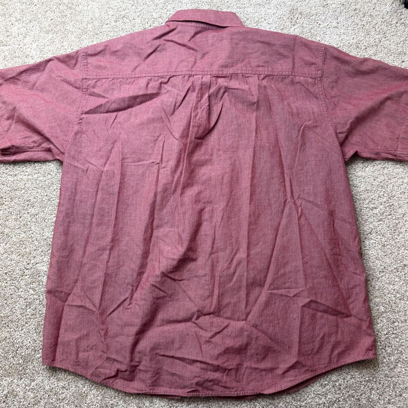 Vintage L.L. Bean Shirt Mens XL Red Solid Short Sleeve Button Up Chambray Casual Size US XL / EU 56 / 4 - 4 Thumbnail