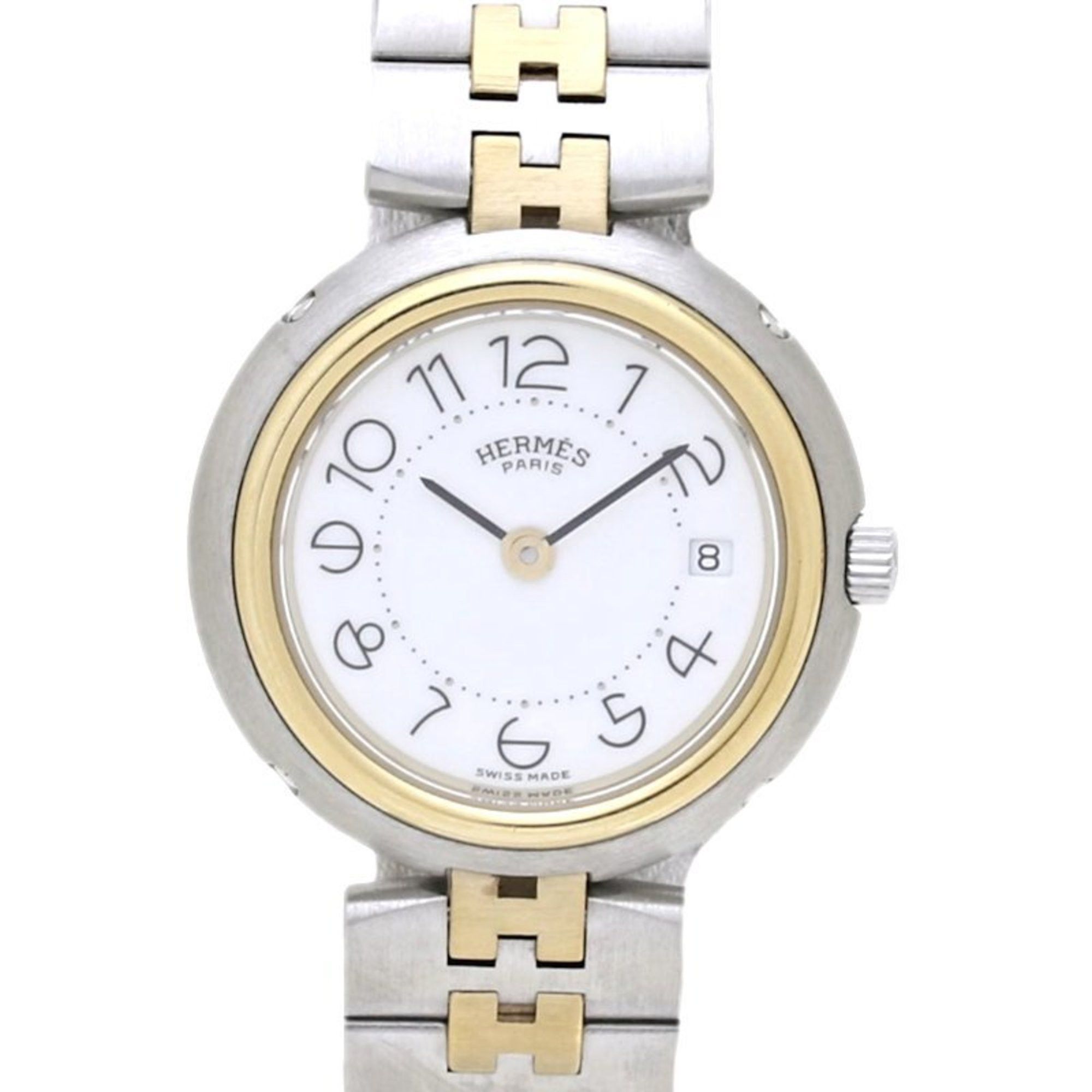 image of Hermes Profile Stainless Steel Xgp (Gold Plated) Ladies 130079 Watch in White, Women's