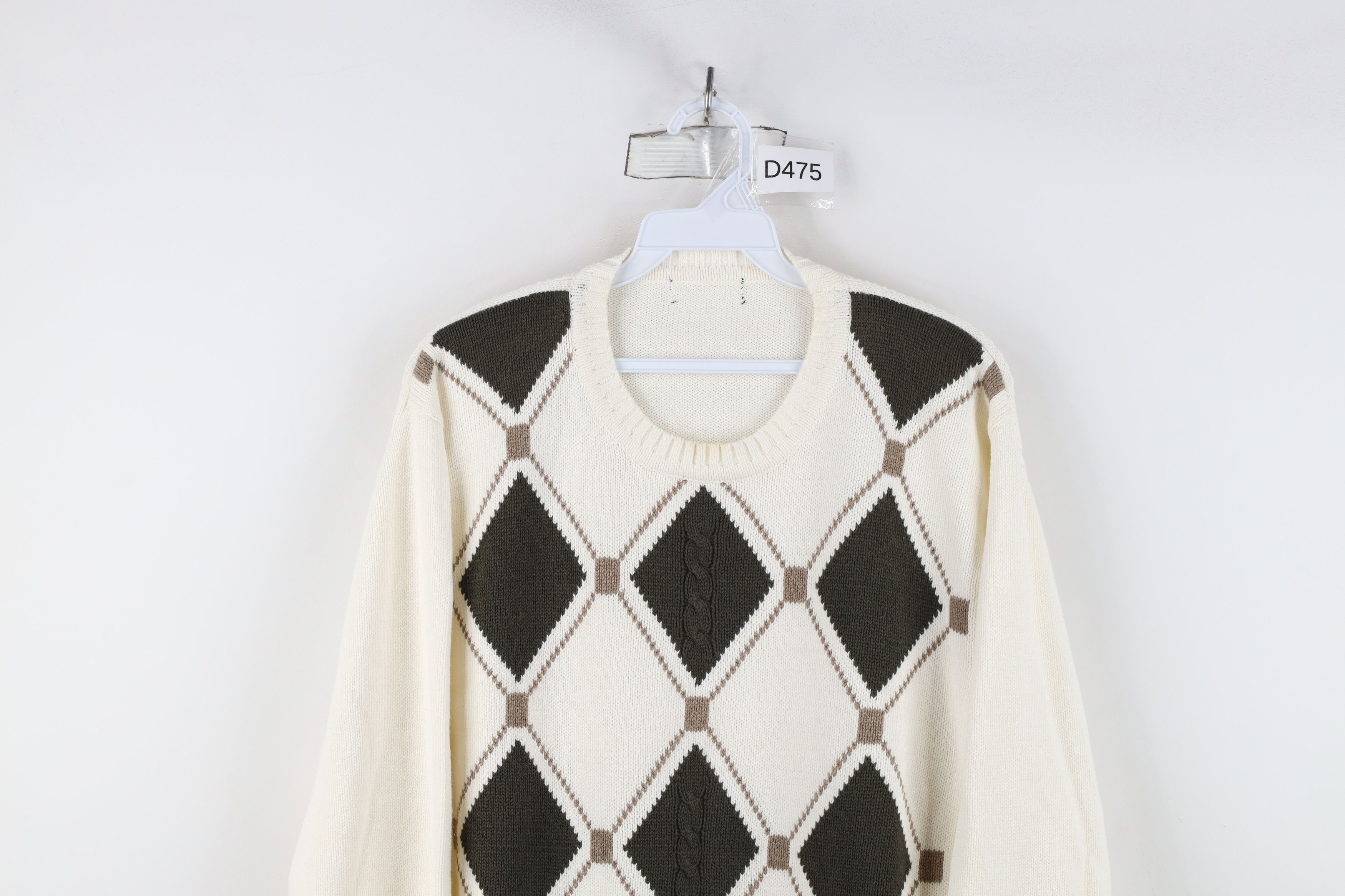 Vintage Vintage 90s Streetwear Diamond Cotton Knit Crewneck Sweater Size US L / EU 52-54 / 3 - 2 Thumbnail