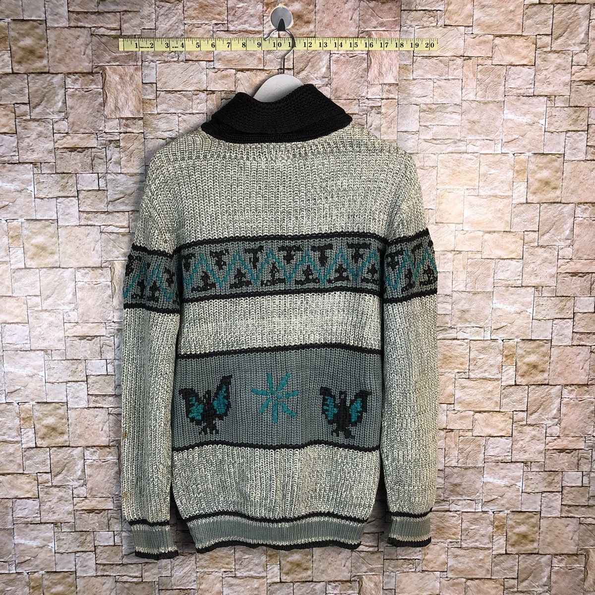 HOLLYWOOD RANCH MARKET × Homespun Knitwear Hollywood Ranch Market HR Grey Knitwear art cardigan #A293 Size US L / EU 52-54 / 3 - 12 Thumbnail