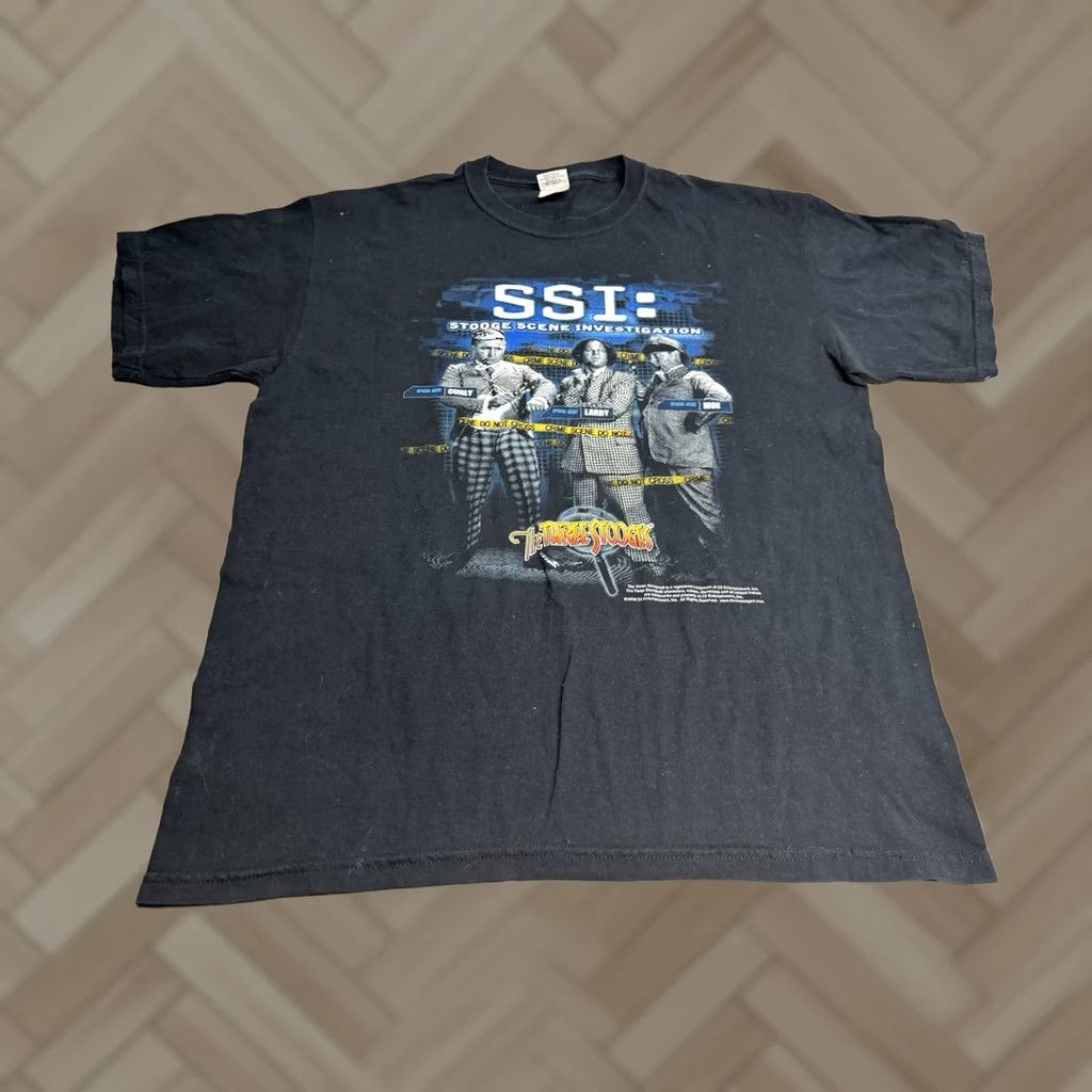 Gildan VINTAGE Three Stooges T-Shirt Mens Large Black Cotton Graphic Print Crew Neck Size US L / EU 52-54 / 3 - 1 Thumbnail