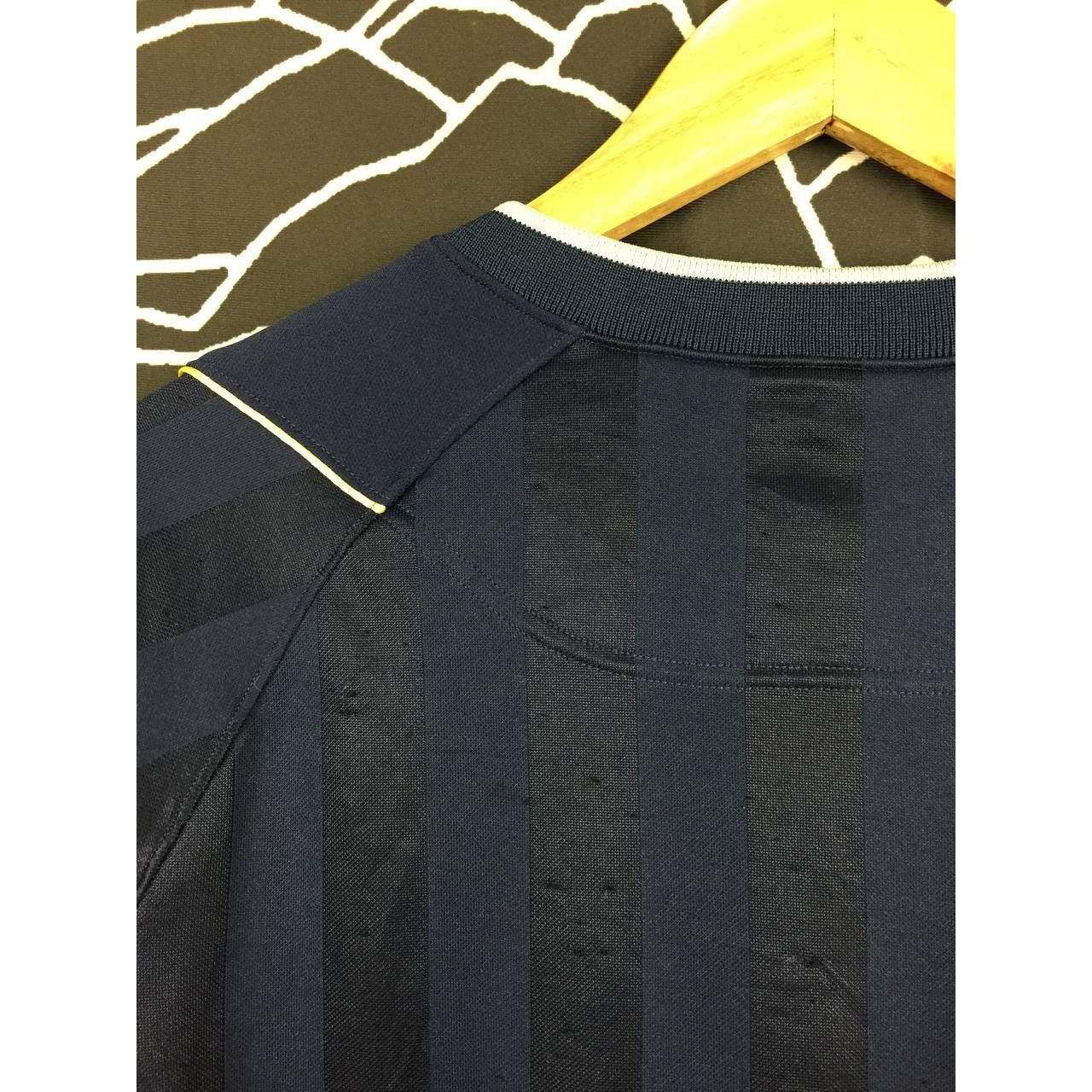 Le Coq Sportif × Vintage Le Coq Sportif Dark Blue Striped Football Jersey Size US L / EU 52-54 / 3 - 11 Thumbnail
