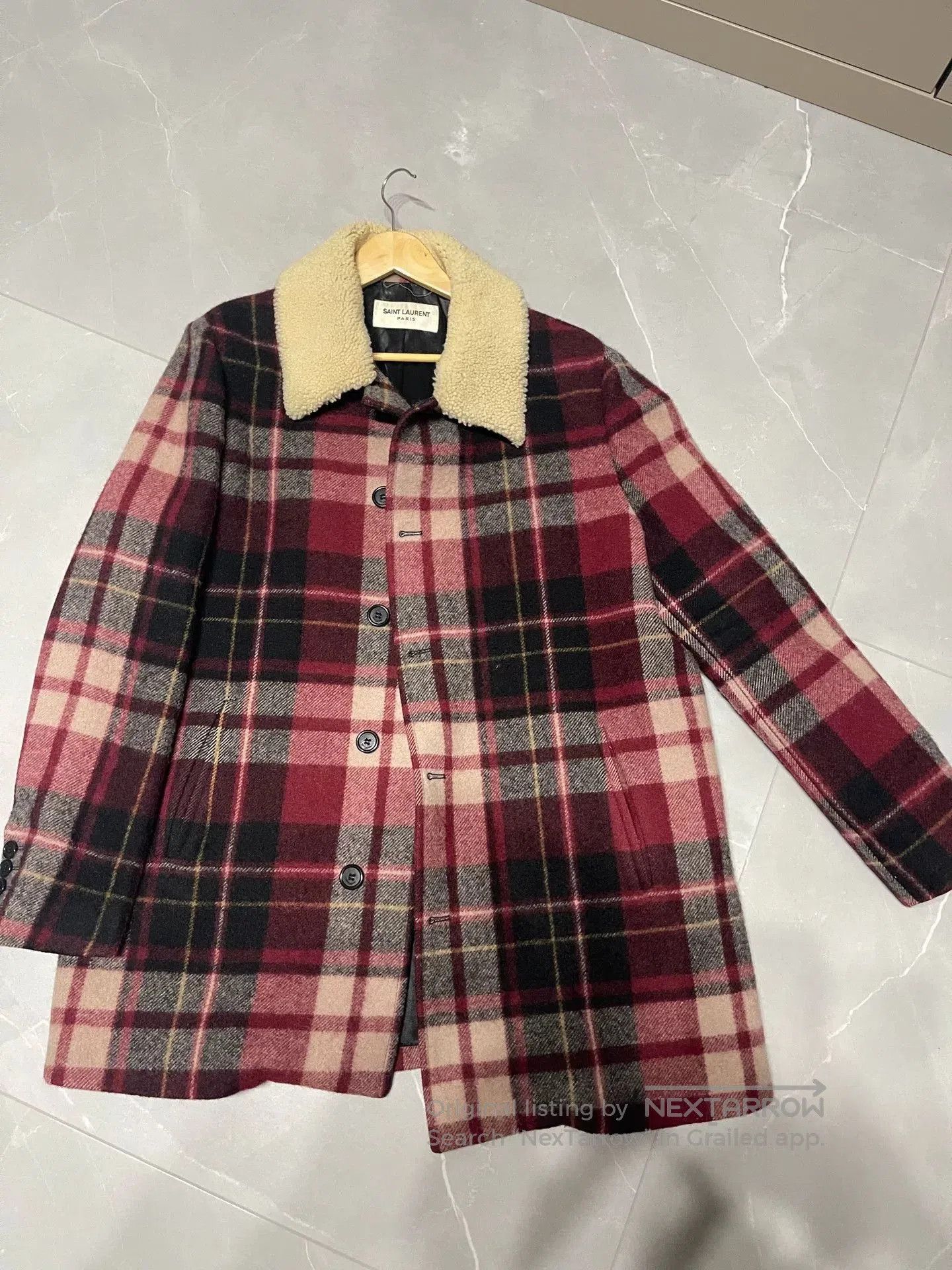 Saint Laurent Paris SAINT LAURENT Men's Wool Plaid Coat. Size US XL / EU 56 / 4 - 1 Thumbnail