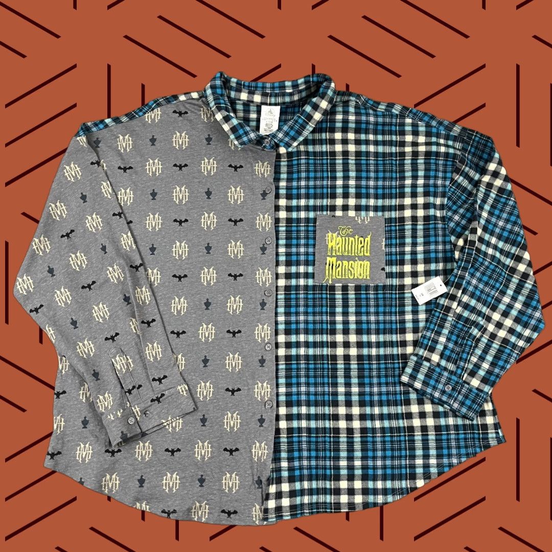 VINTAGE The Haunted Mansion Shirt Disney Womens 3X Flannel Button-Up Knit NEW