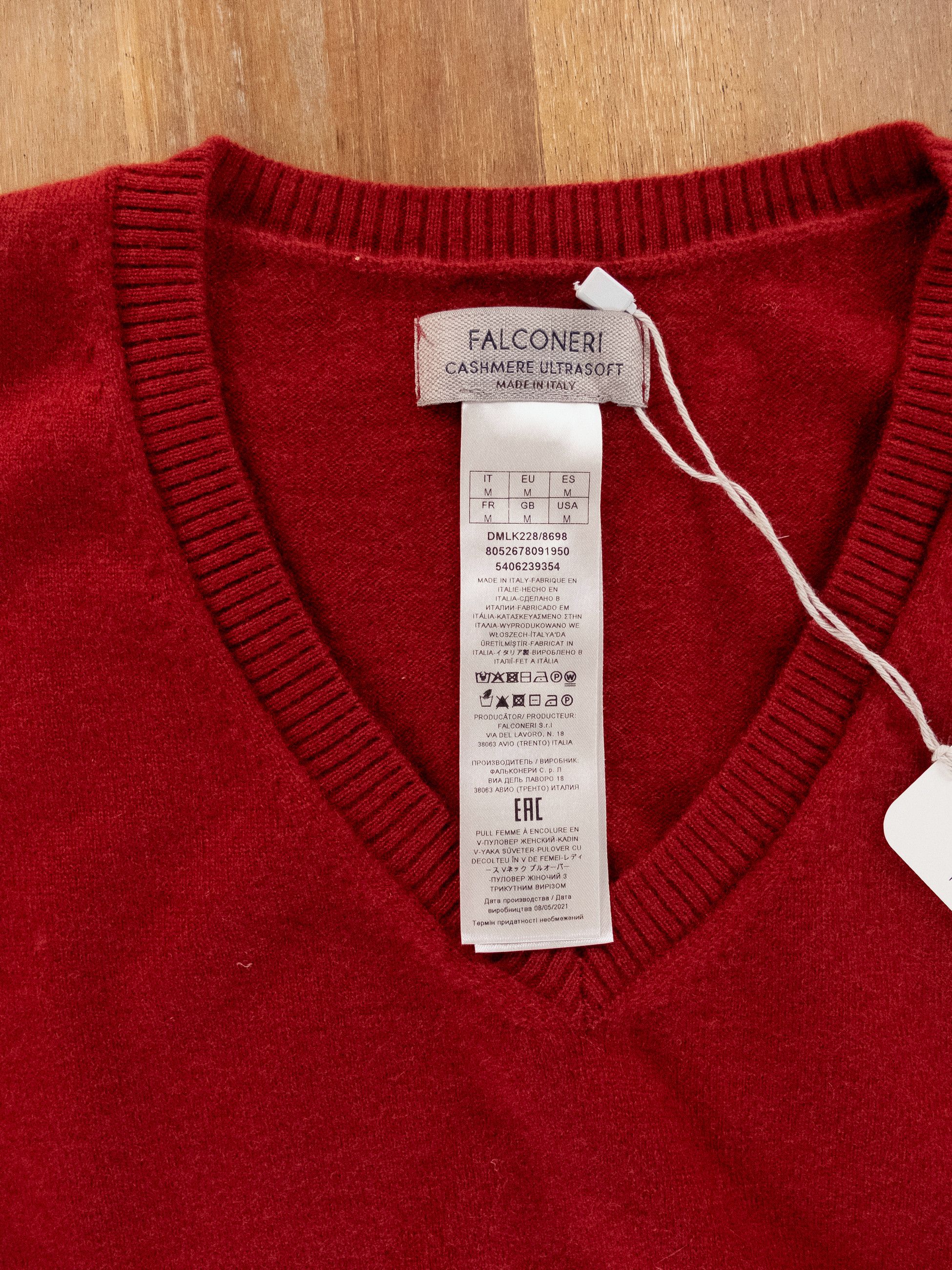 Other FALCONERI red cashmere v-neck side slit sweater Medium Size M / US 6-8 / IT 42-44 - 2 Thumbnail