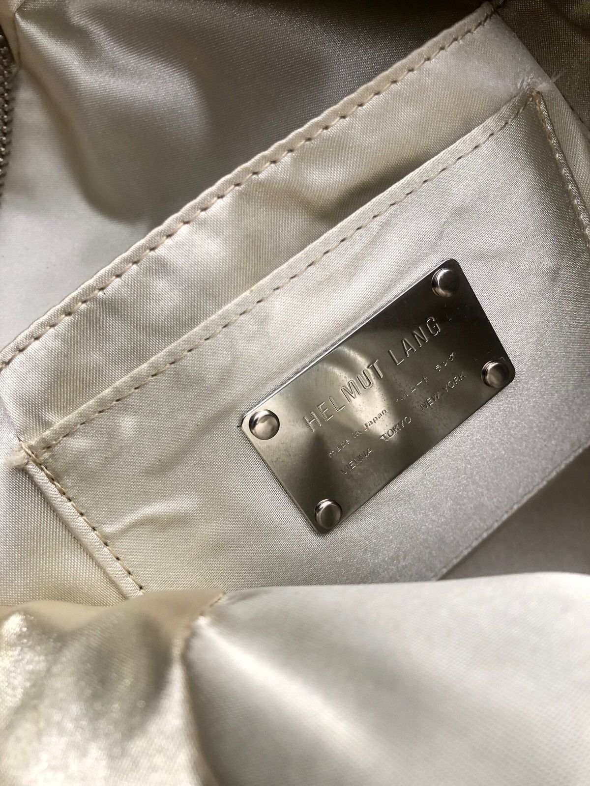 Helmut Lang 🔥Vintage HELMUT LANG Square Cream Archive Designer Tote Bag Size ONE SIZE - 13 Thumbnail