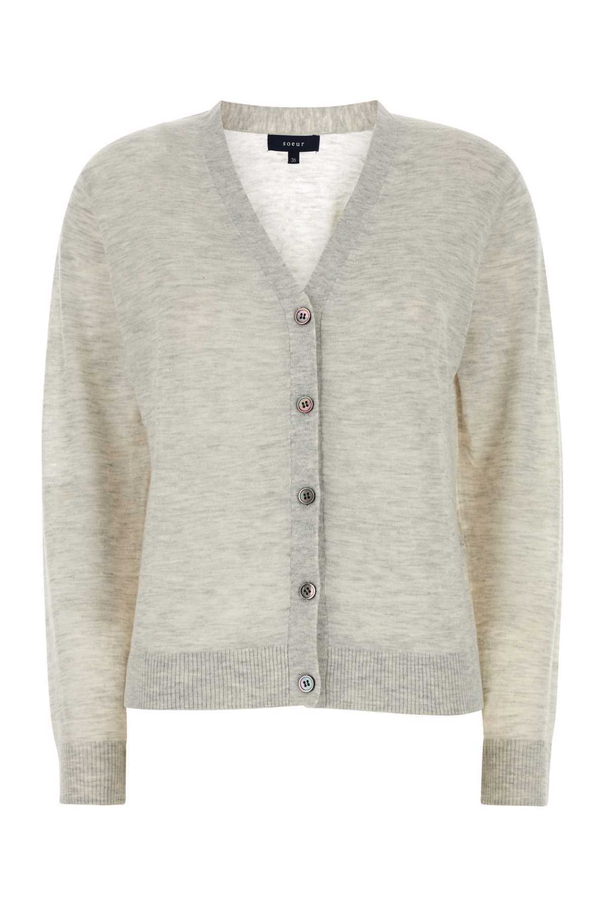 Grey Nylon Blend Gianna Cardigan