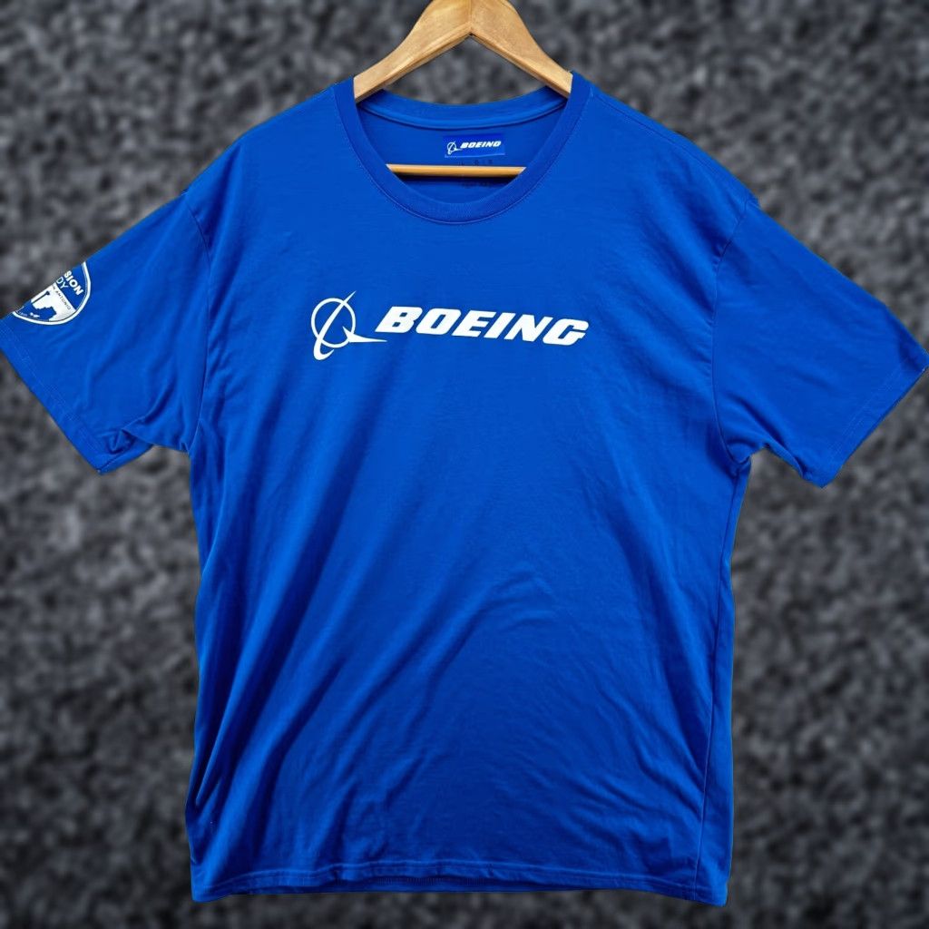 Vintage Boeing T-Shirt Blue Men's Large Short Sleeve Crew Neck Pullover Mission Ready Regular Fit Easy Care Size US L / EU 52-54 / 3 - 1 Thumbnail