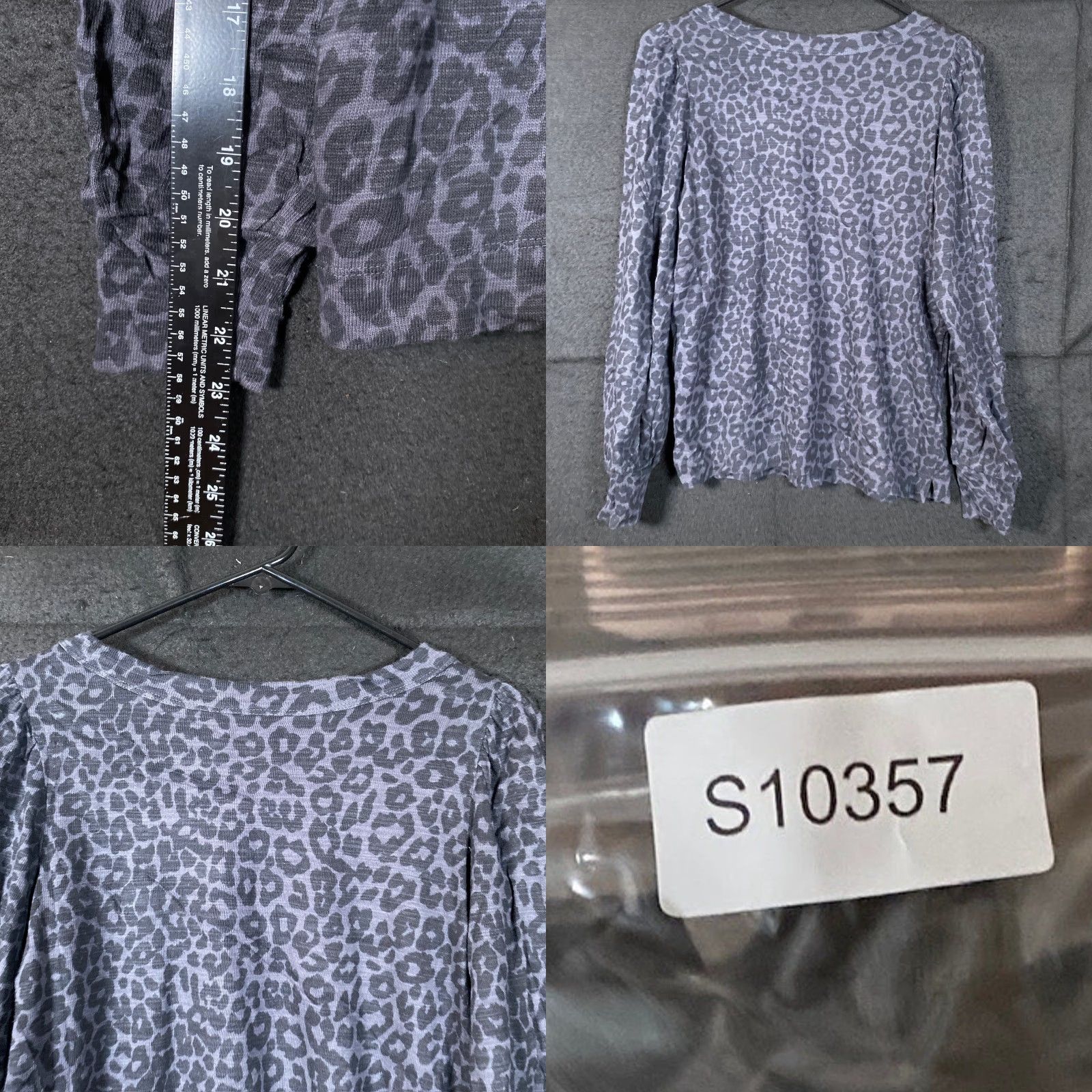Loft Loft Womens Shirt Dark Gray Black Leopard Print Crew Neck 100% Cotton XS Size XS / US 0-2 / IT 36-38 - 8 Thumbnail