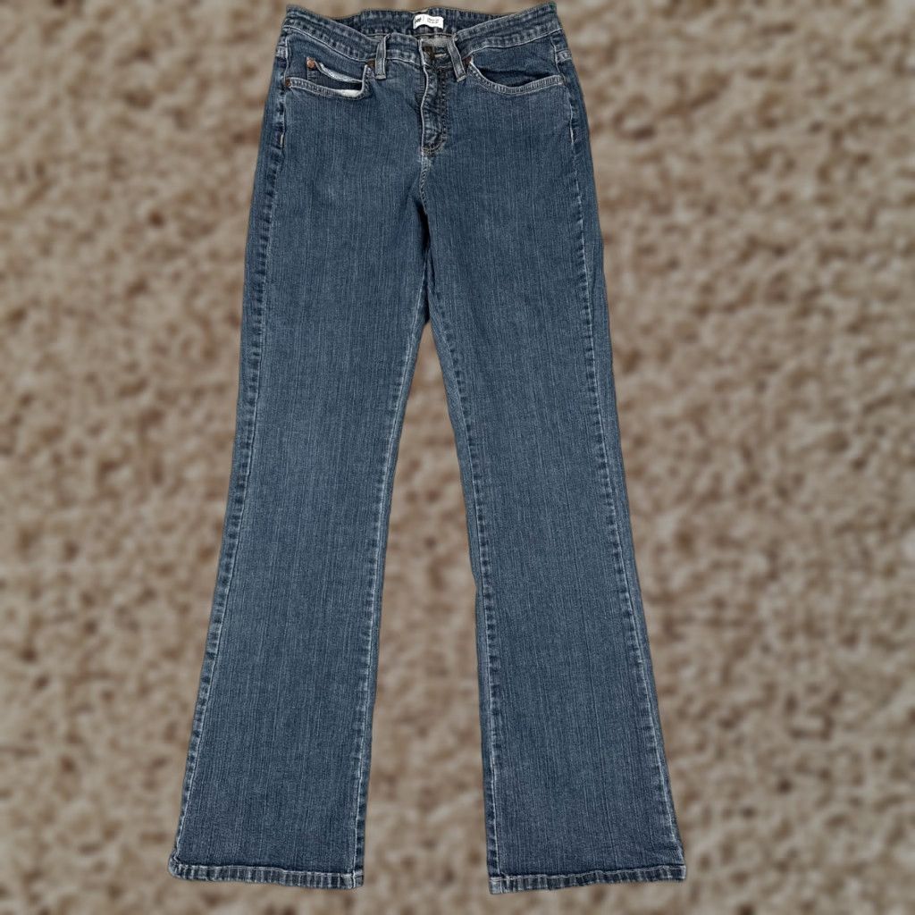 Lee Lee Jeans Women 10 Blue Denim Mid Rise Flared 28x31 Cotton Blend Pockets Regular 31 Inseam USA Vintage: No Size 32" / US 10 / IT 46 - 1 Thumbnail