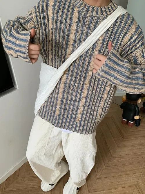 VIBE Striped Knit Sweater Size US M / EU 48-50 / 2 - 1 Thumbnail