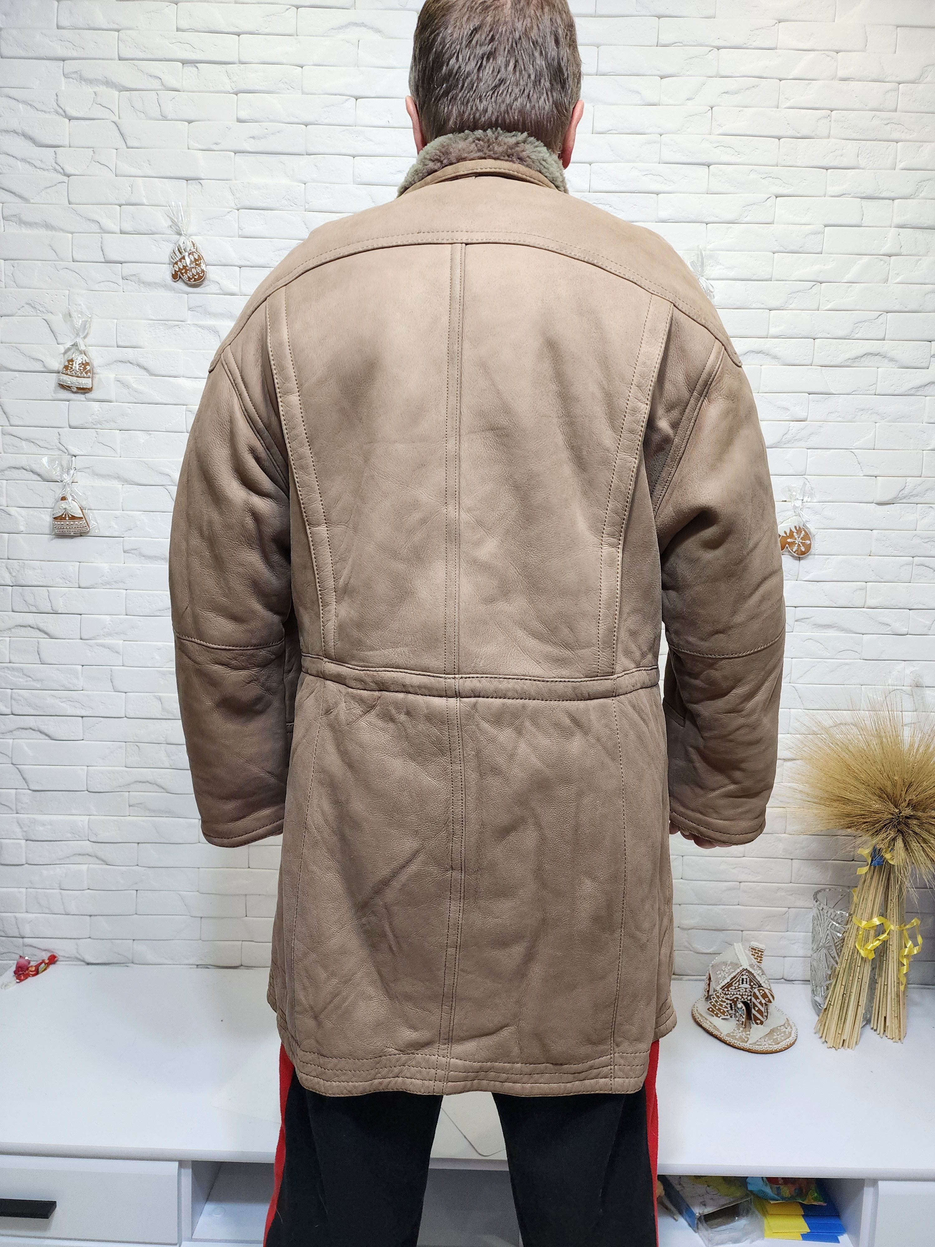 Furla Men's Brown Sheepskin Coat: Genuine Fur, Button Front Size US L / EU 52-54 / 3 - 5 Thumbnail