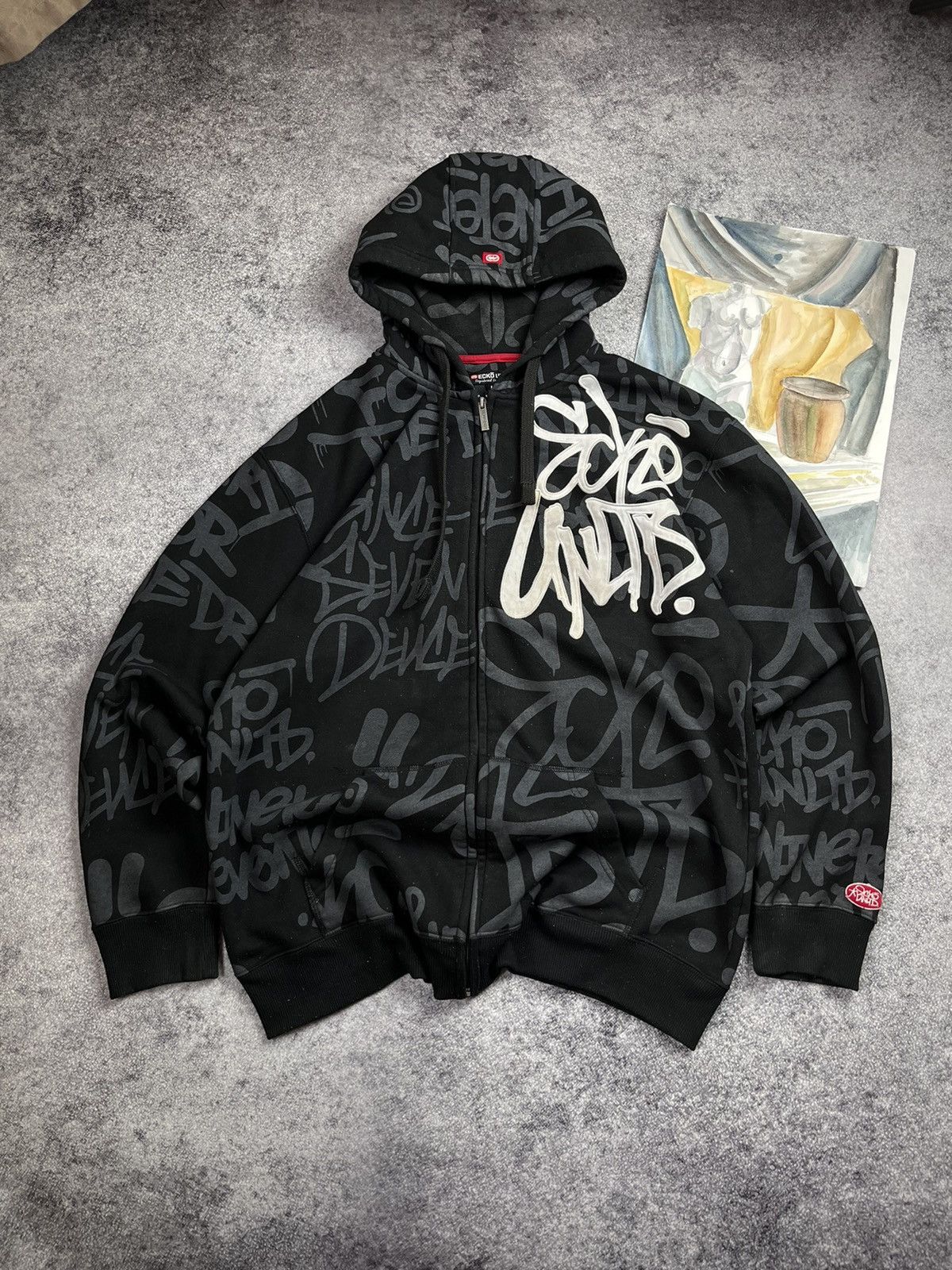 Ecko Unltd. 🔥CRAZY ECKO UNLTD FULL PRINTED VINTAGE ZIP UP BOXY HOODIE Size US L / EU 52-54 / 3 - 6 Thumbnail