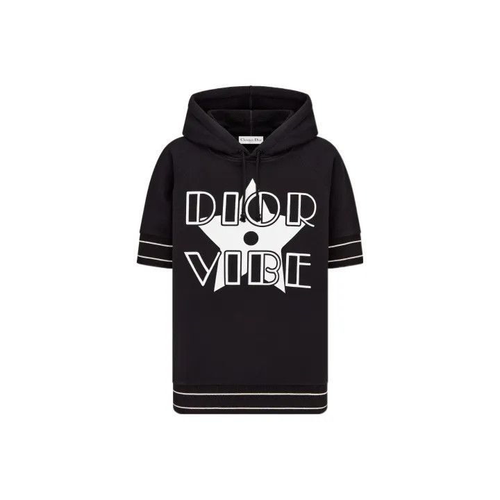 Dior Dior Vibe Black Logo Print Hooded Top 0079 Size XS / US 0-2 / IT 36-38 - 1 Thumbnail