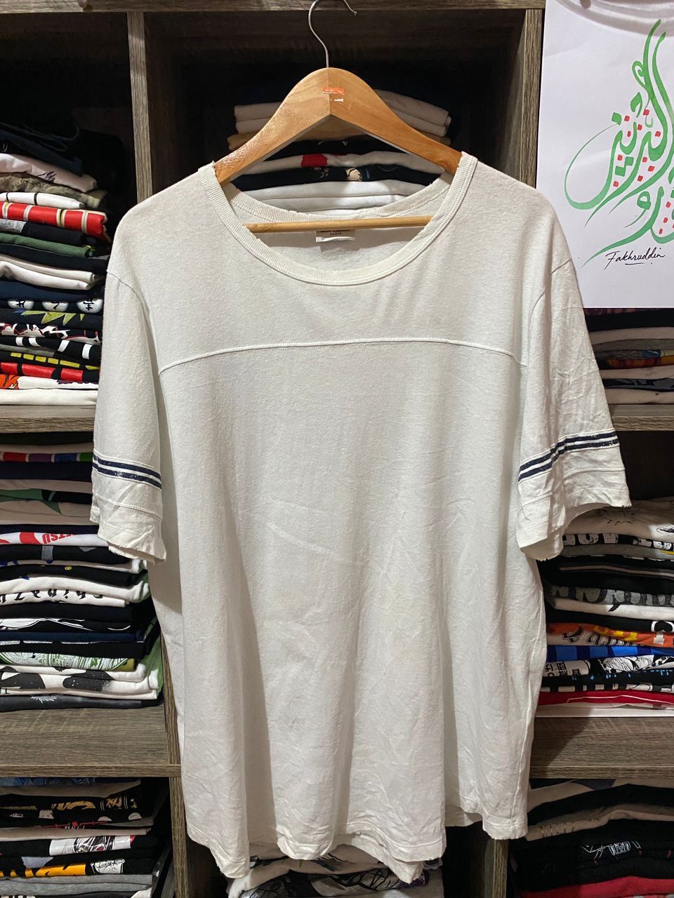 Saint Laurent Paris × Vintage Distressed Saint Laurent x Off-White & Blue Destroyed Tshirt Size US XL / EU 56 / 4 - 2 Thumbnail
