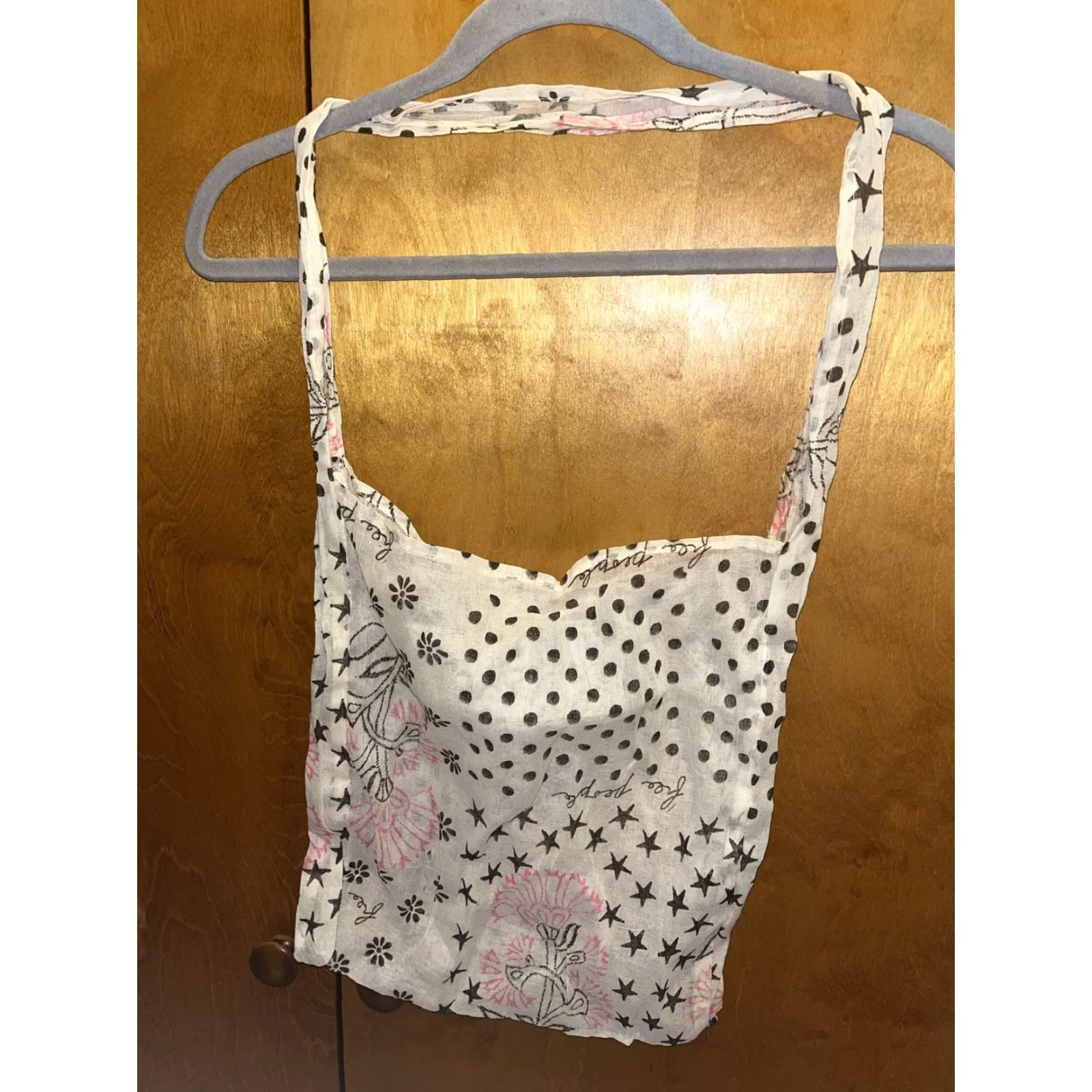 Free People VINTAGE Free People Tote Bag Women's Medium Cotton Boho Floral Reusable Shoulder Bag Black Pink Size ONE SIZE - 2 Thumbnail