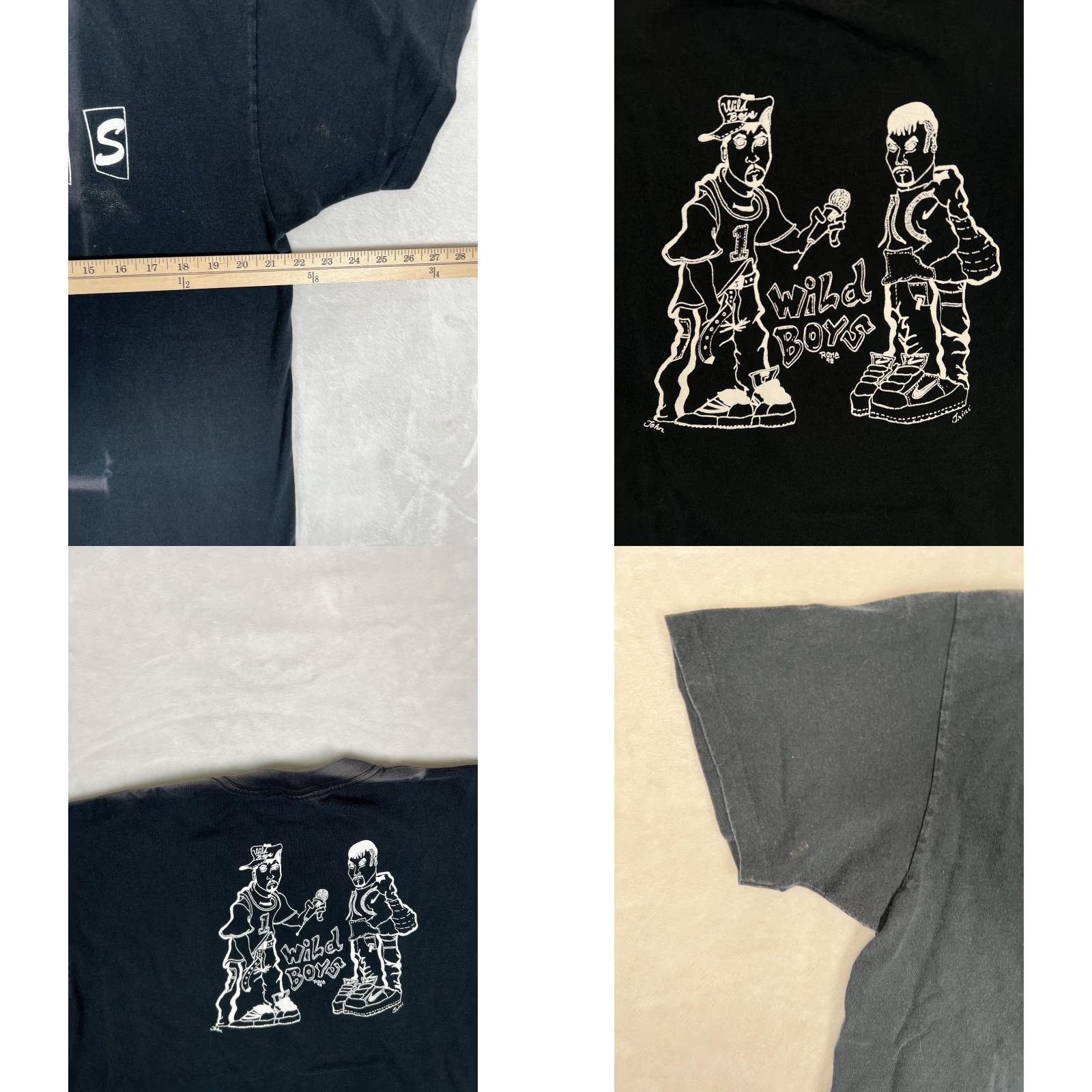 Anvil VINTAGE Wild Boys Hip Hop Graffiti T-Shirt Anvil XL Black Crew Neck Short Sleeve 90s Mens Graphic Print Vintage/90s Streetwear Size US XL / EU 56 / 4 - 8 Thumbnail