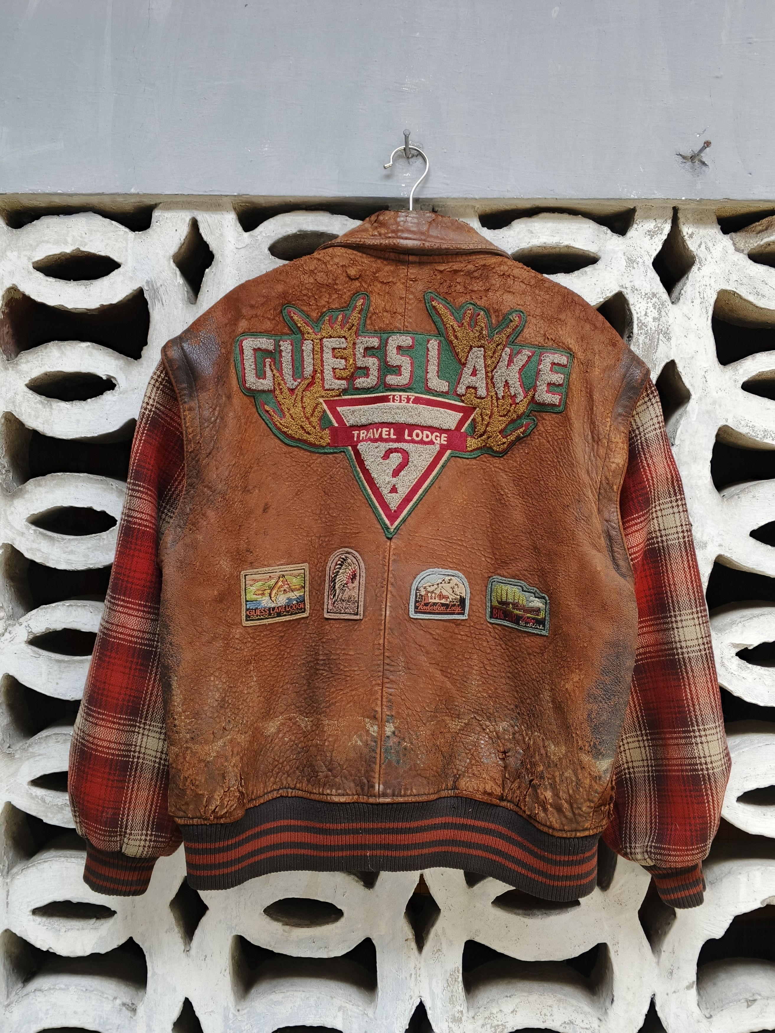 Guess 90s Guess Lake Leather Flannel Jacket Size US L / EU 52-54 / 3 - 6 Thumbnail