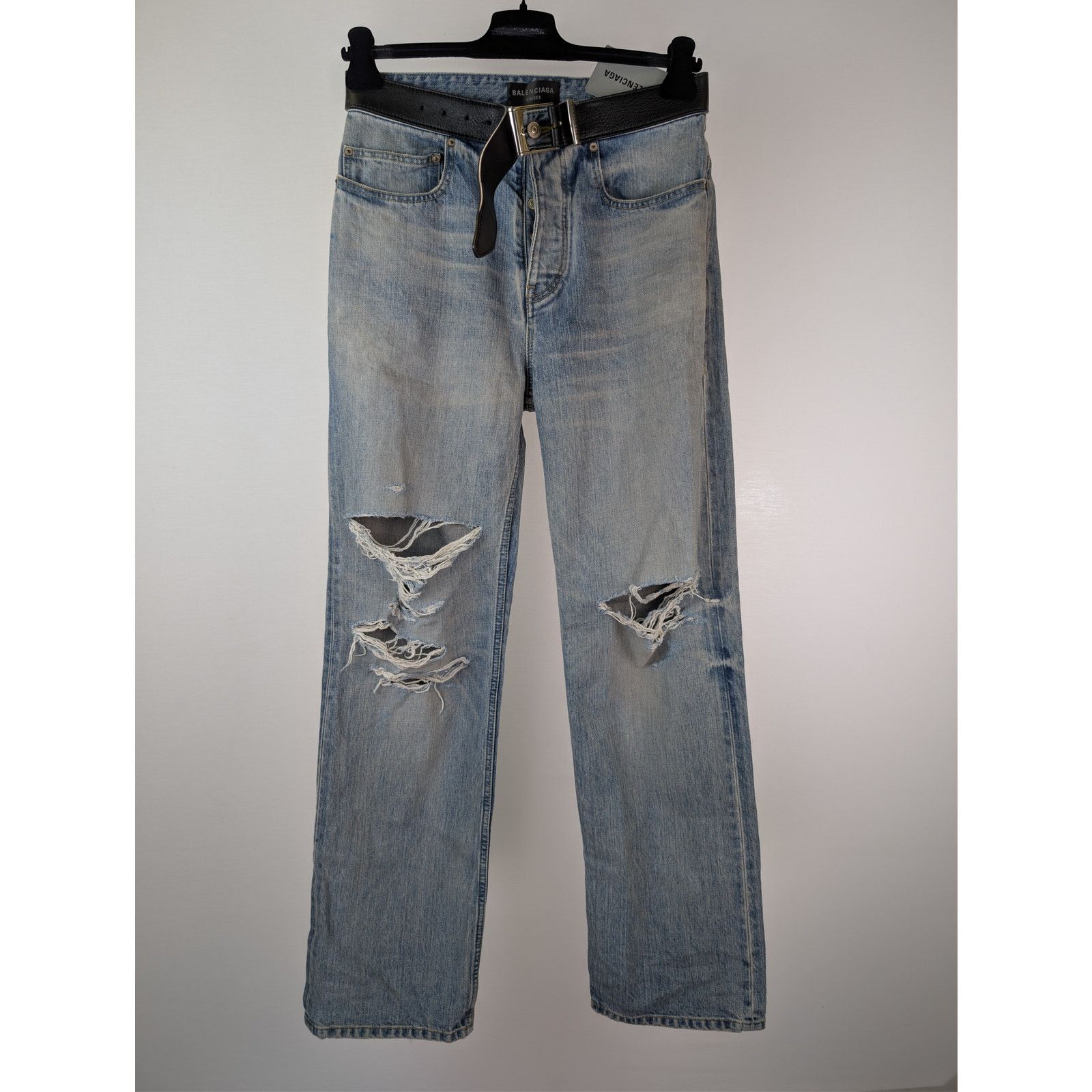 Balenciaga o1rshd1 Organic Selvedge Denim Integrated Belt Pants Size US 30 / EU 46 - 10 Thumbnail