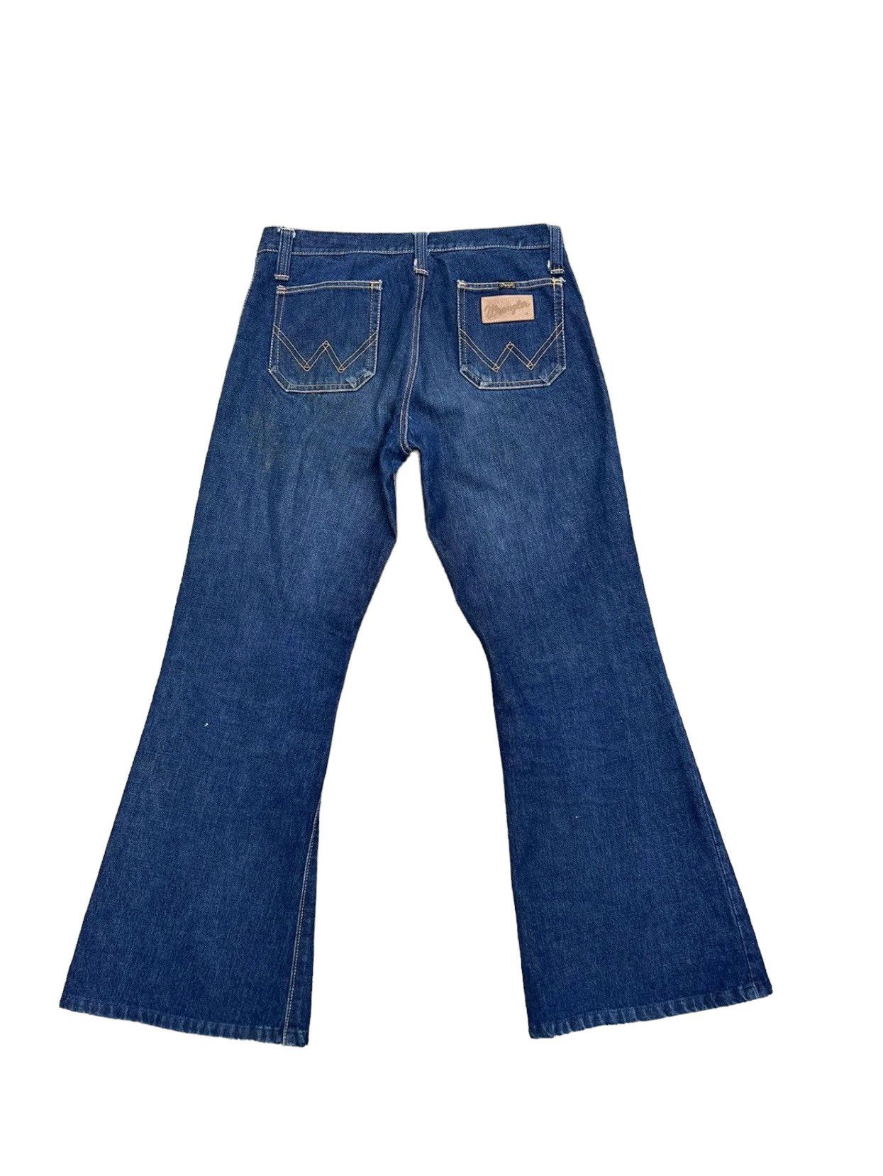 Vintage Vintage 70s Wrangler Blue Denim Cropped Super Flare Jeans Size US 29 - 2 Thumbnail