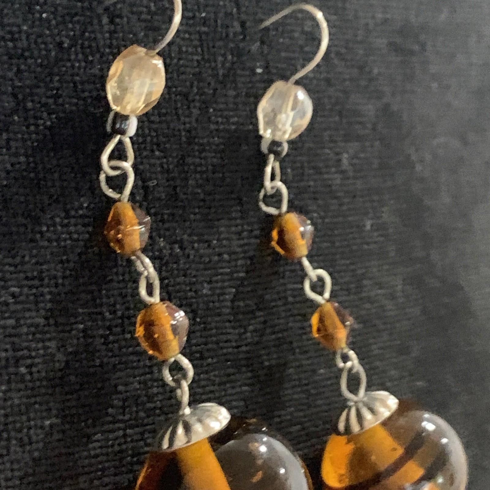 The Unbranded Brand Orange Glass Lampwork Drop Dangle Beads Vintage Handmade Size ONE SIZE - 9 Thumbnail