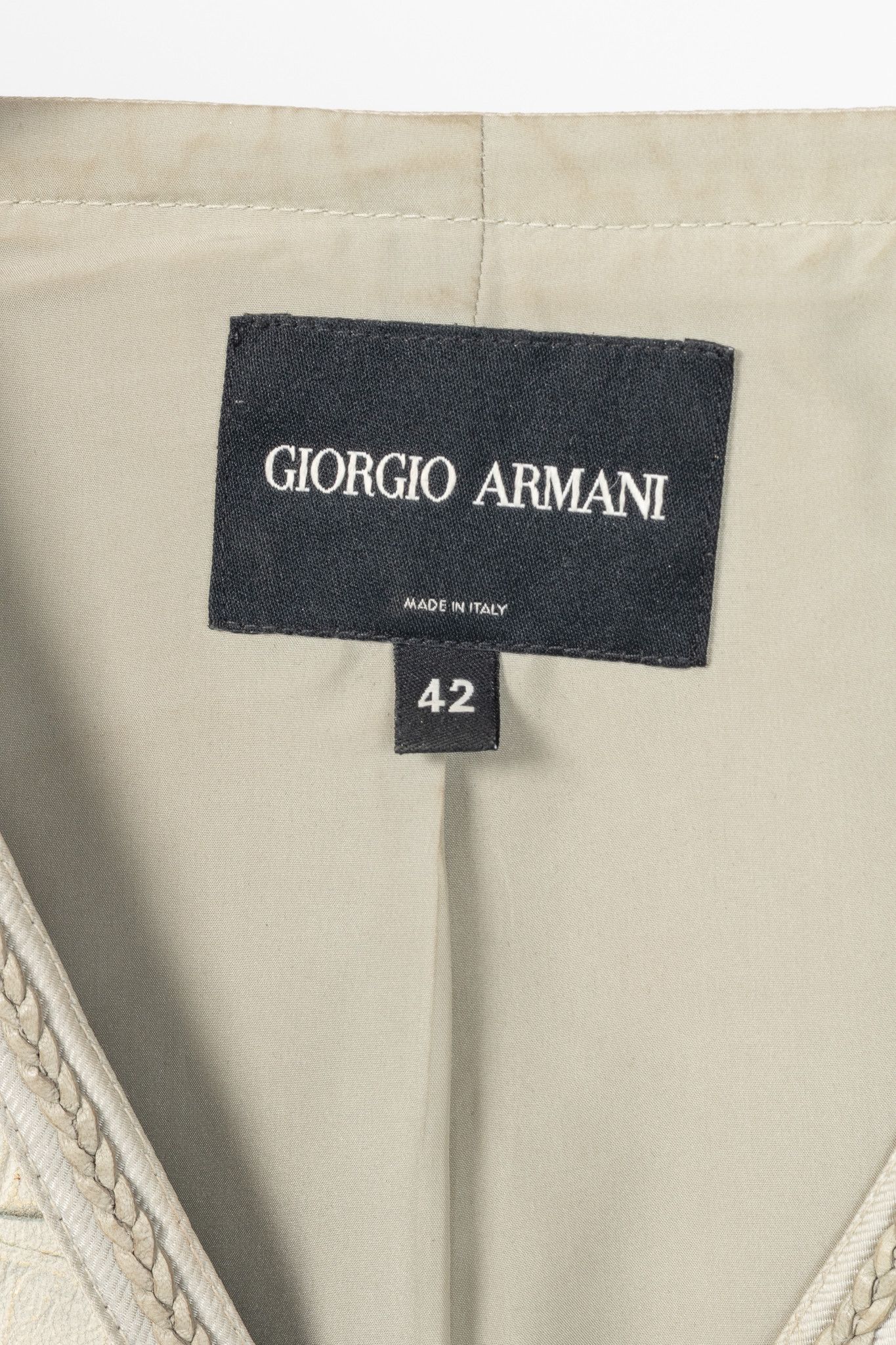 Giorgio Armani Giorgio Armani Beige Reptile-Embossed Leather Jacket Size M / US 6-8 / IT 42-44 - 4 Thumbnail