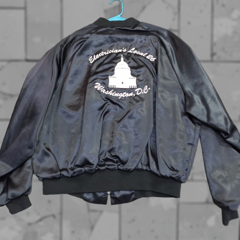 Vintage VINTAGE Local 26 Satin Jacket XL Black Bomber Jacket Men Size US XL / EU 56 / 4 - 1 Thumbnail