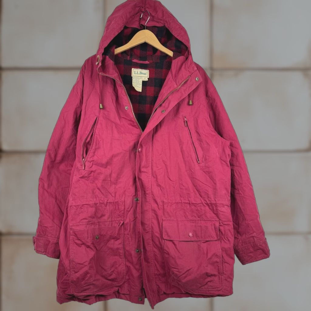 Vintage VINTAGE L.L. Bean Jacket Parka Hooded Wool Flannel Lined Red XL Mens 90s Size US XL / EU 56 / 4 - 1 Thumbnail