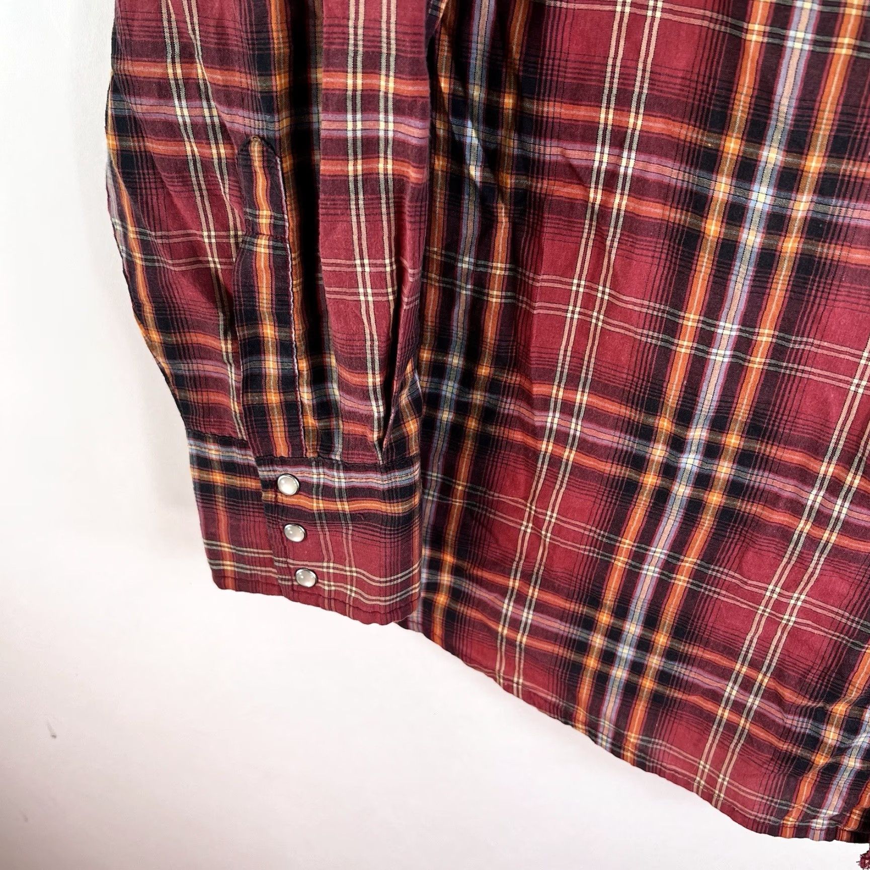 Wrangler VINTAGE Wrangler Wrancher Plaid Pearl Snap-Button Shirt Mens 2XL Red Long Sleeve Size US XXL / EU 58 / 5 - 4 Thumbnail