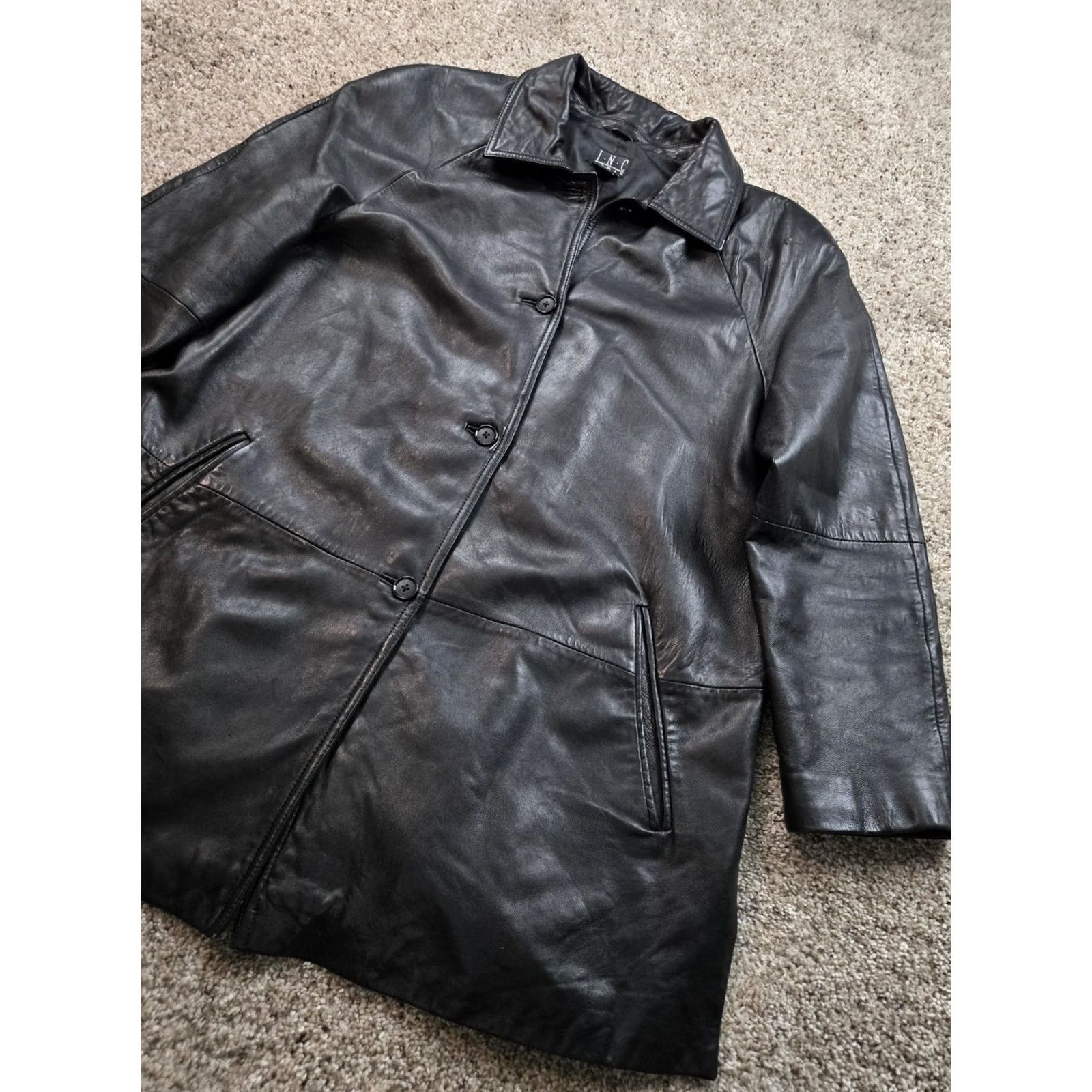 Vintage VINTAGE INC International Concepts Leather Jacket XL Women Black Long Sleeve Y2K Jacket Size L / US 10 / IT 46 - 2 Thumbnail