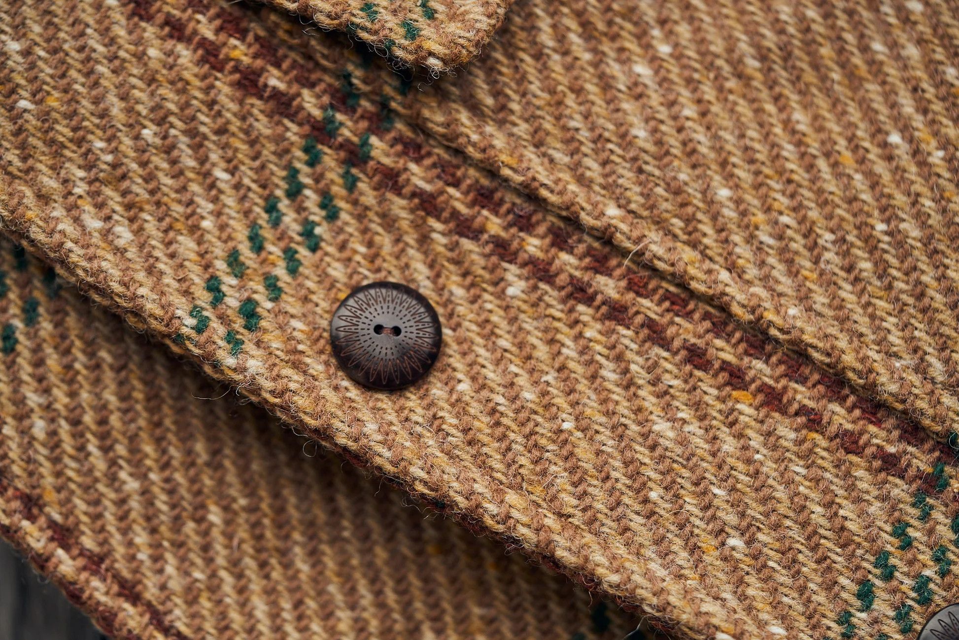 WYTHE Shawl Collar Wool Overcoat - Rust and Evergreen Windowpane Size US S / EU 44-46 / 1 - 5 Thumbnail