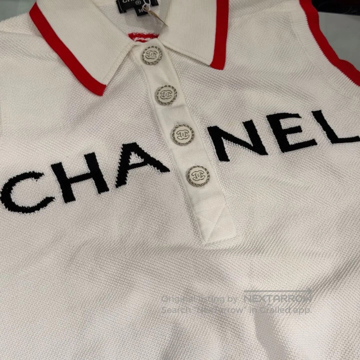 Chanel Chanel Beach Collection Red White Knit Polo. Size XS / US 0-2 / IT 36-38 - 3 Thumbnail