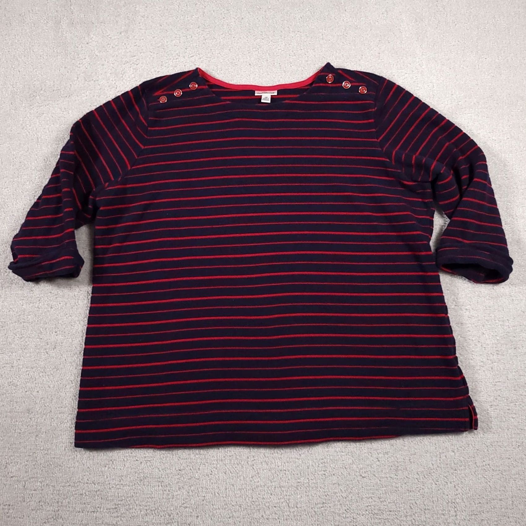 Croft & Barrow VINTAGE Croft & Barrow Sweater Women's 2X Plus Navy Blue Red Striped Heavyweight Casual Size XXL / US 16-18 / IT 52-54 - 2 Thumbnail