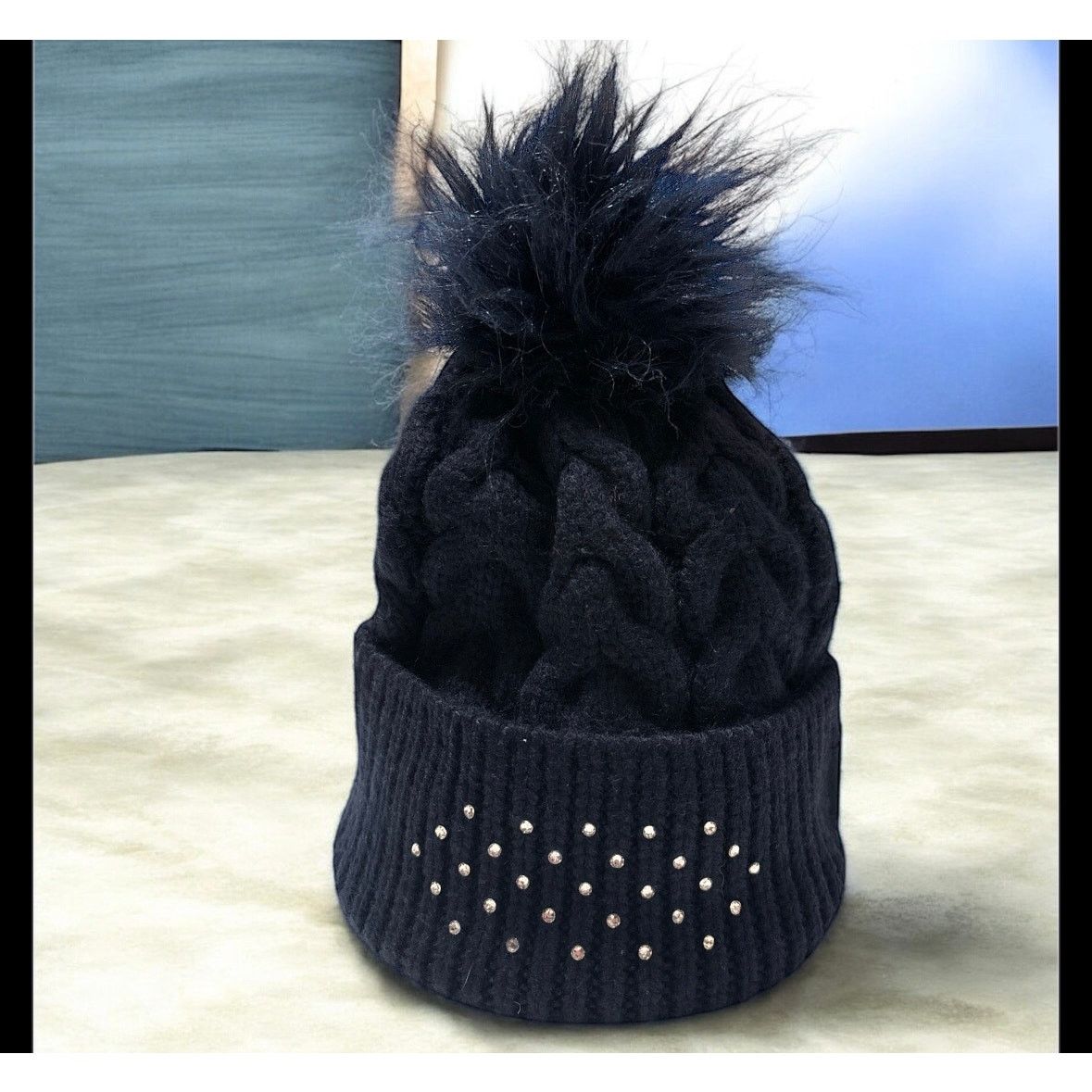 Swarovski Childs Swarovski Navy Blue Beanie One Size Size ONE SIZE - 1 Thumbnail