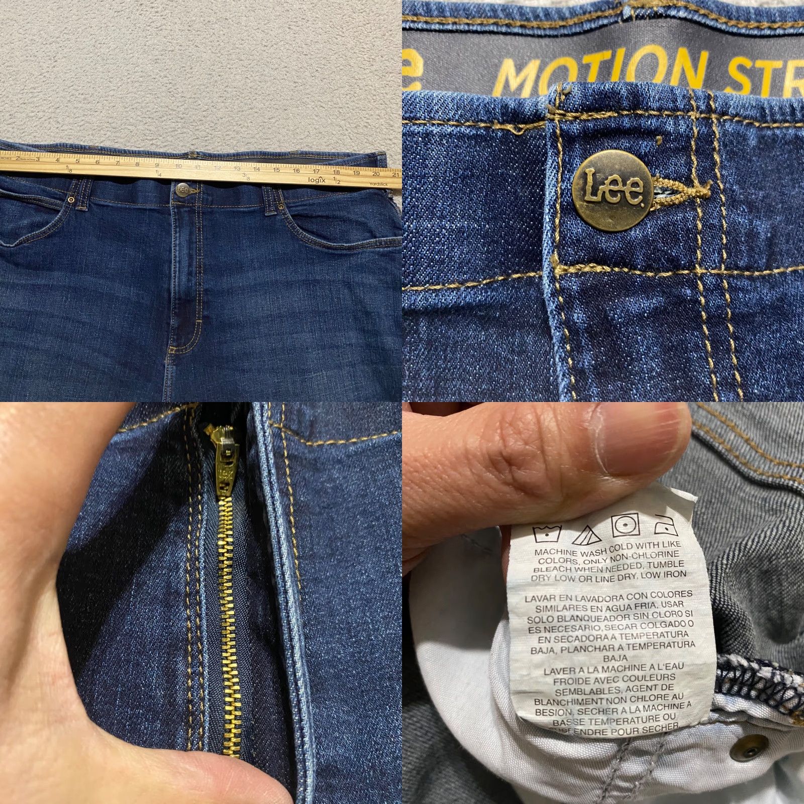 Lee Lee Jeans Mens Jeans 42x30 Blue Denim Dark Wash Straight Leg Motion Stretch Regular Fit 5-Pocket Mens with Logo Button Zip Black Label? Size US 42 / EU 58 - 8 Thumbnail