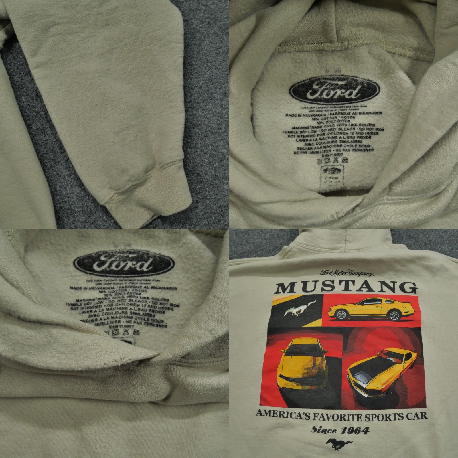 Ford Ford Hoodie Mens XL Brown Pullover Hooded Logo Ford Mustang Sports Car Size US XL / EU 56 / 4 - 8 Thumbnail