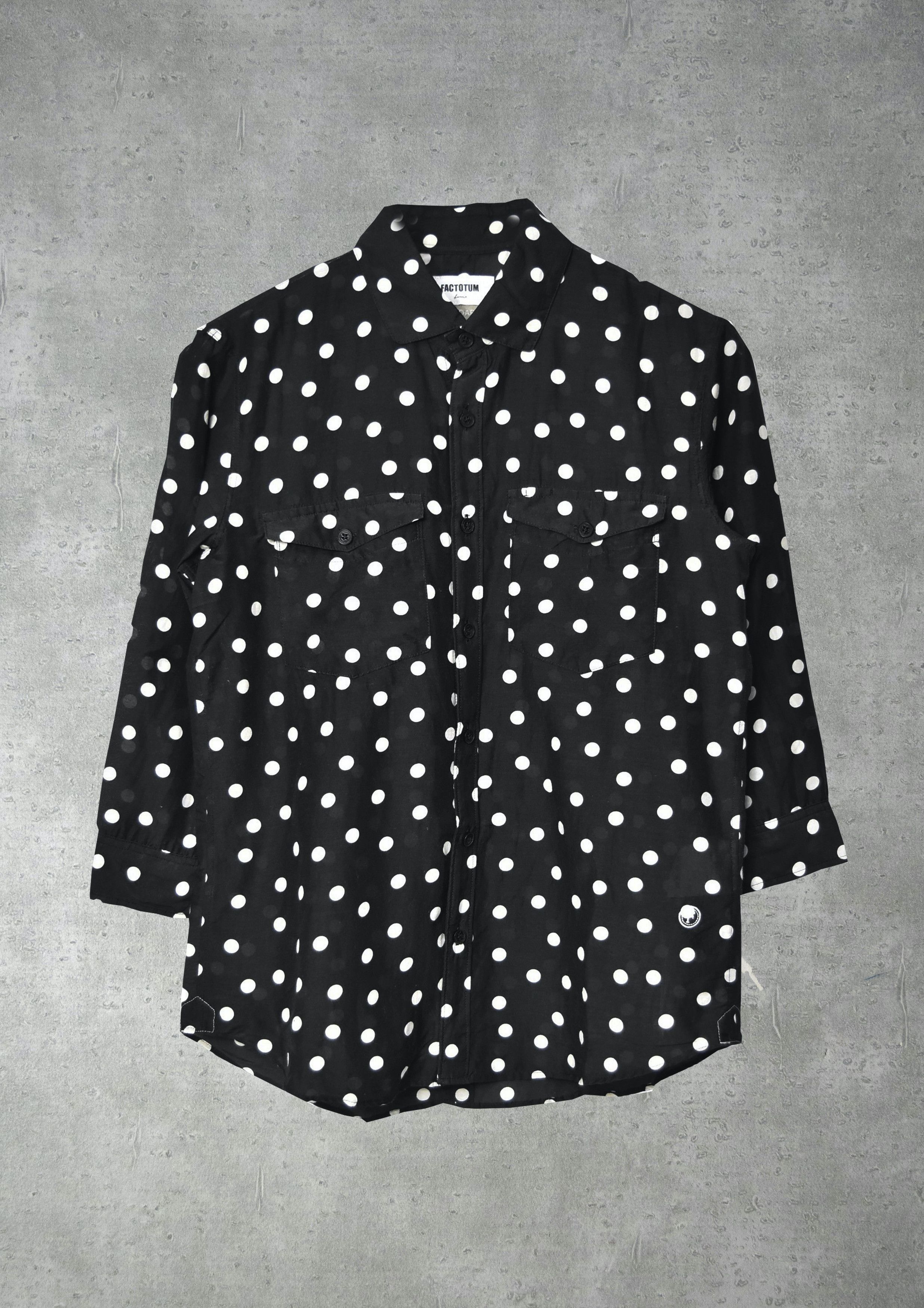 image of Factotum Polka Dot Shirt 24168 - 0541 50 in Black, Men's (Size Small)